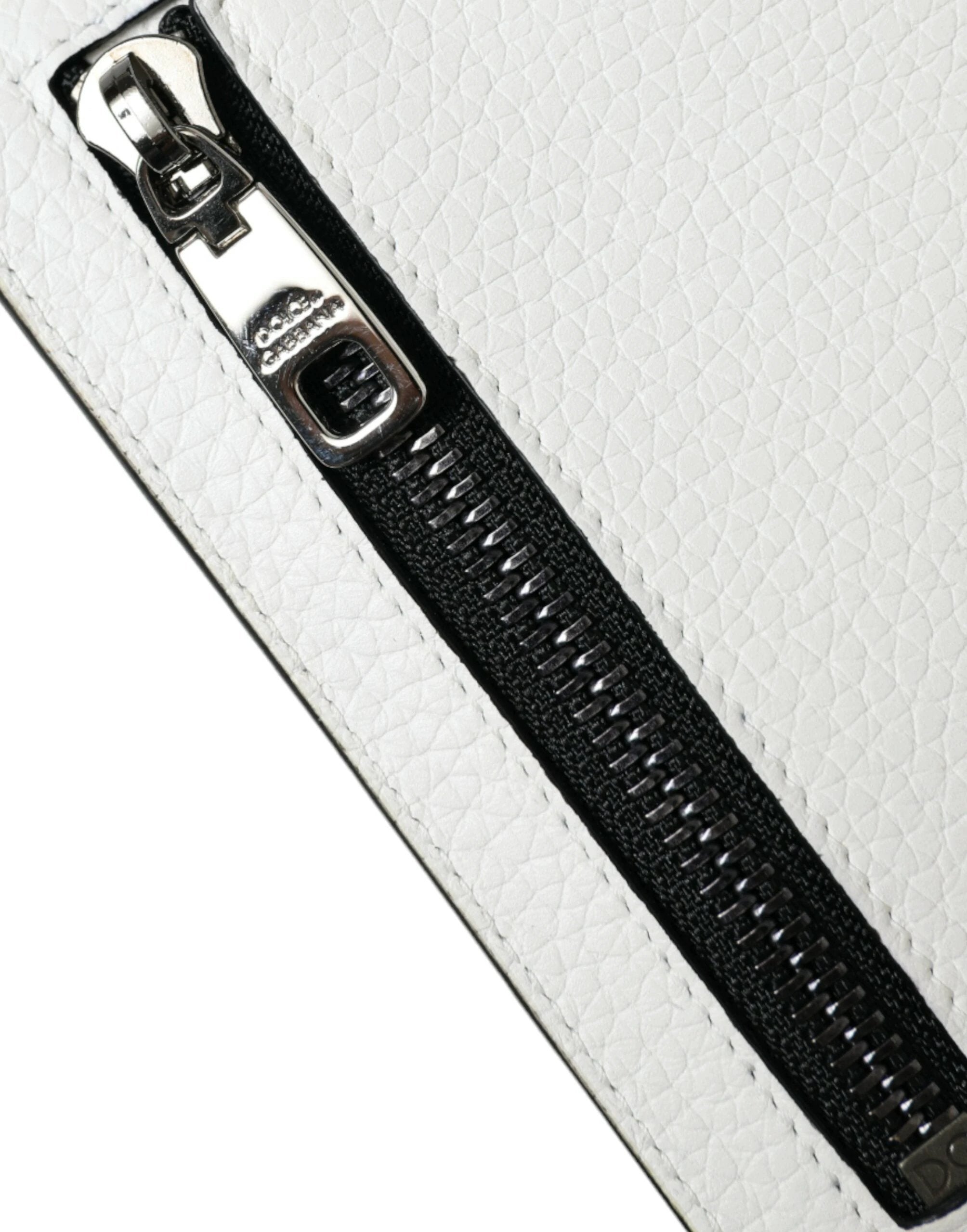 Dolce & Gabbana White Calf Leather Lanyard Logo Card Holder Wallet by Dolce & Gabbana