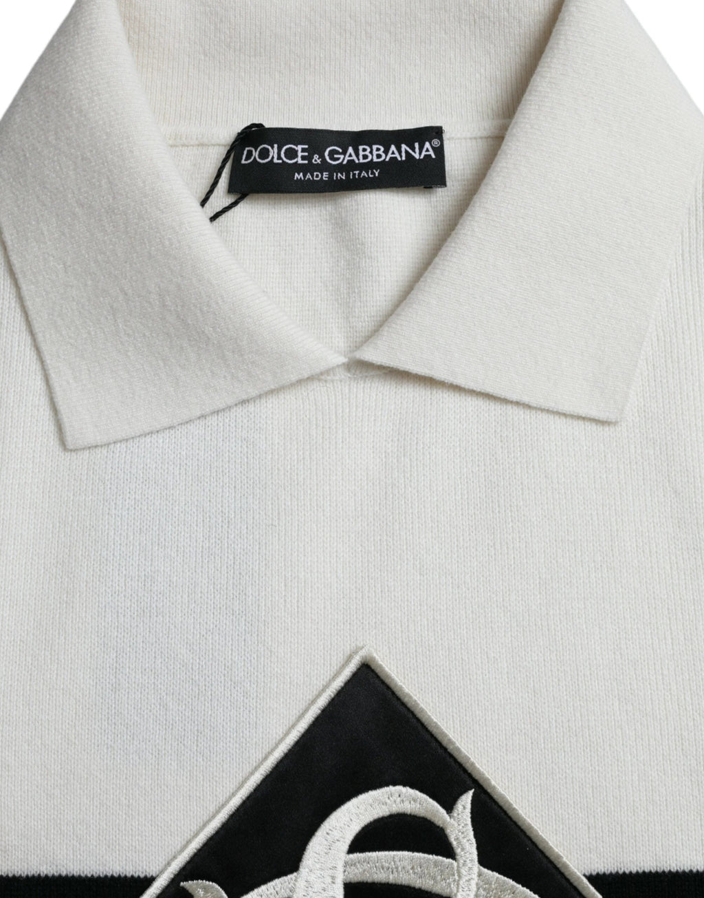 Dolce & Gabbana White DG Logo Collared Henley Shirt T-shirt by Dolce & Gabbana