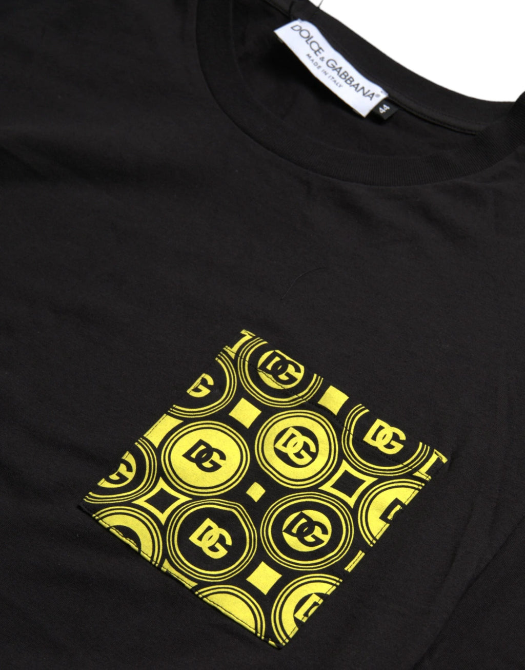 Dolce & Gabbana Black Printed Pocket Cotton Crewneck T-shirt by Dolce & Gabbana