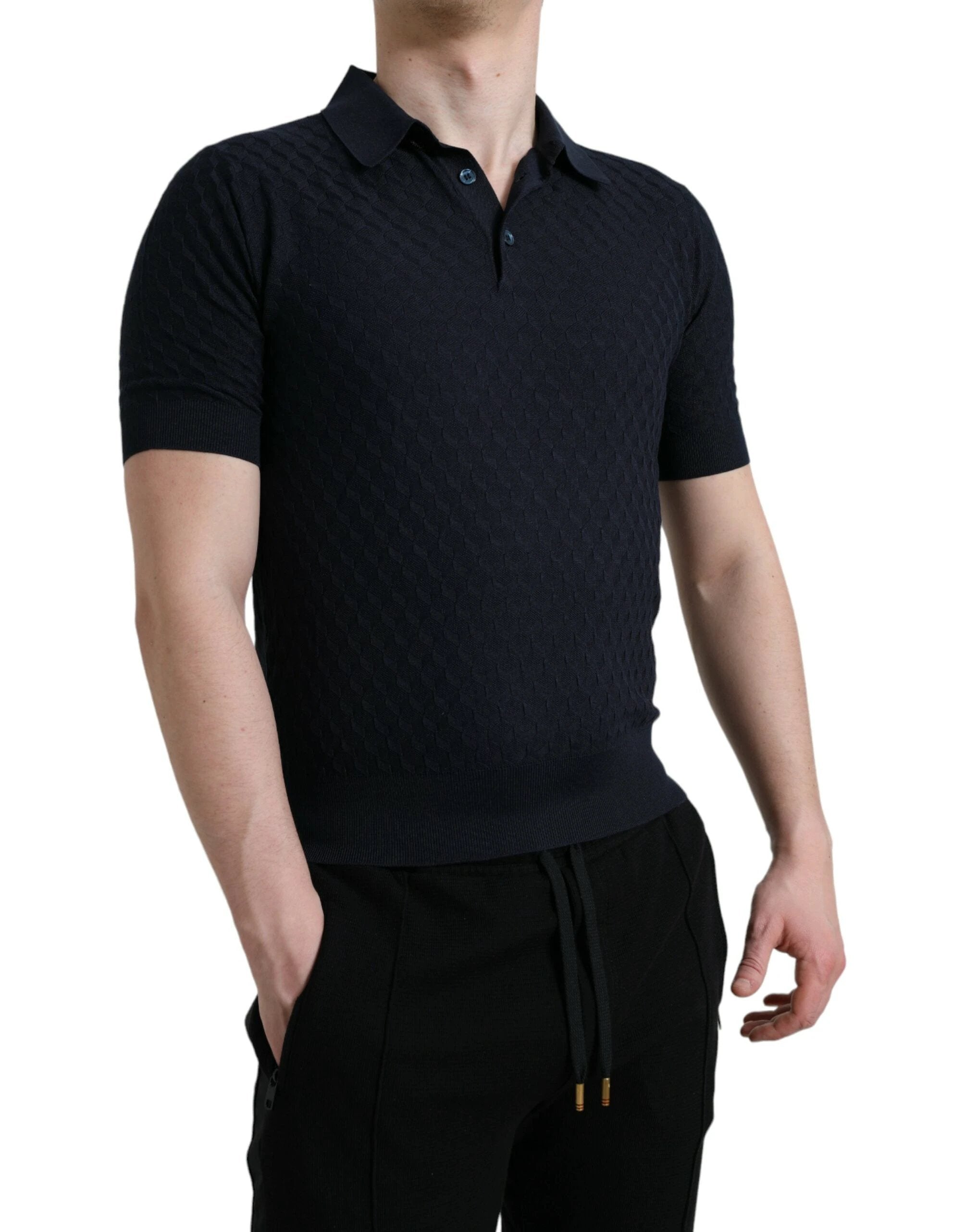 Dolce & Gabbana Dark Blue Collared Short Sleeve Polo T-shirt by Dolce & Gabbana
