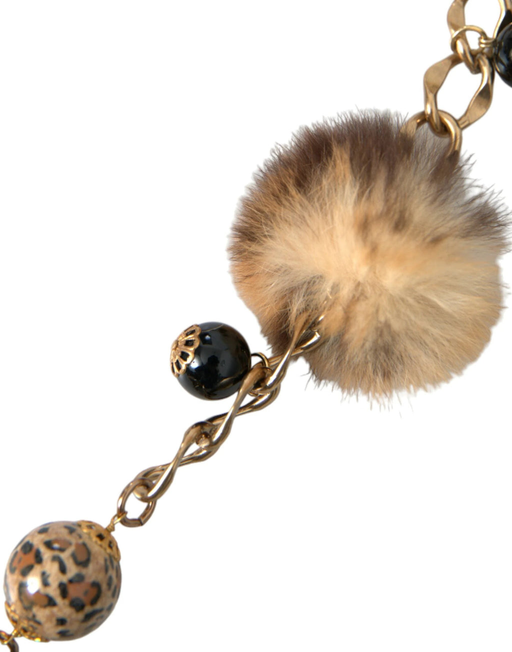 Dolce & Gabbana Gold Brass Leopard Fur Pearl Collier Chain Belt by Dolce & Gabbana