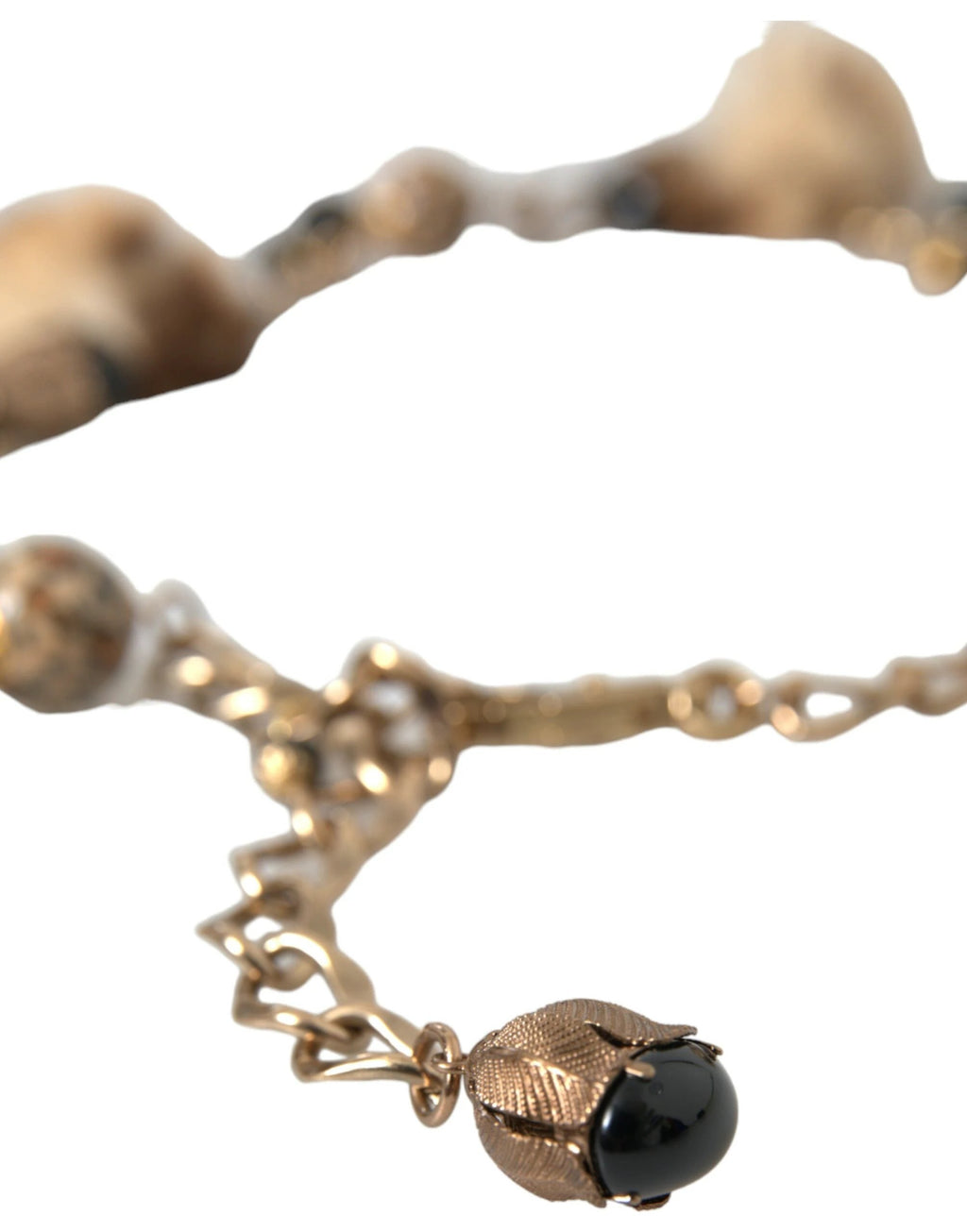 Dolce & Gabbana Gold Brass Leopard Fur Pearl Collier Chain Belt by Dolce & Gabbana