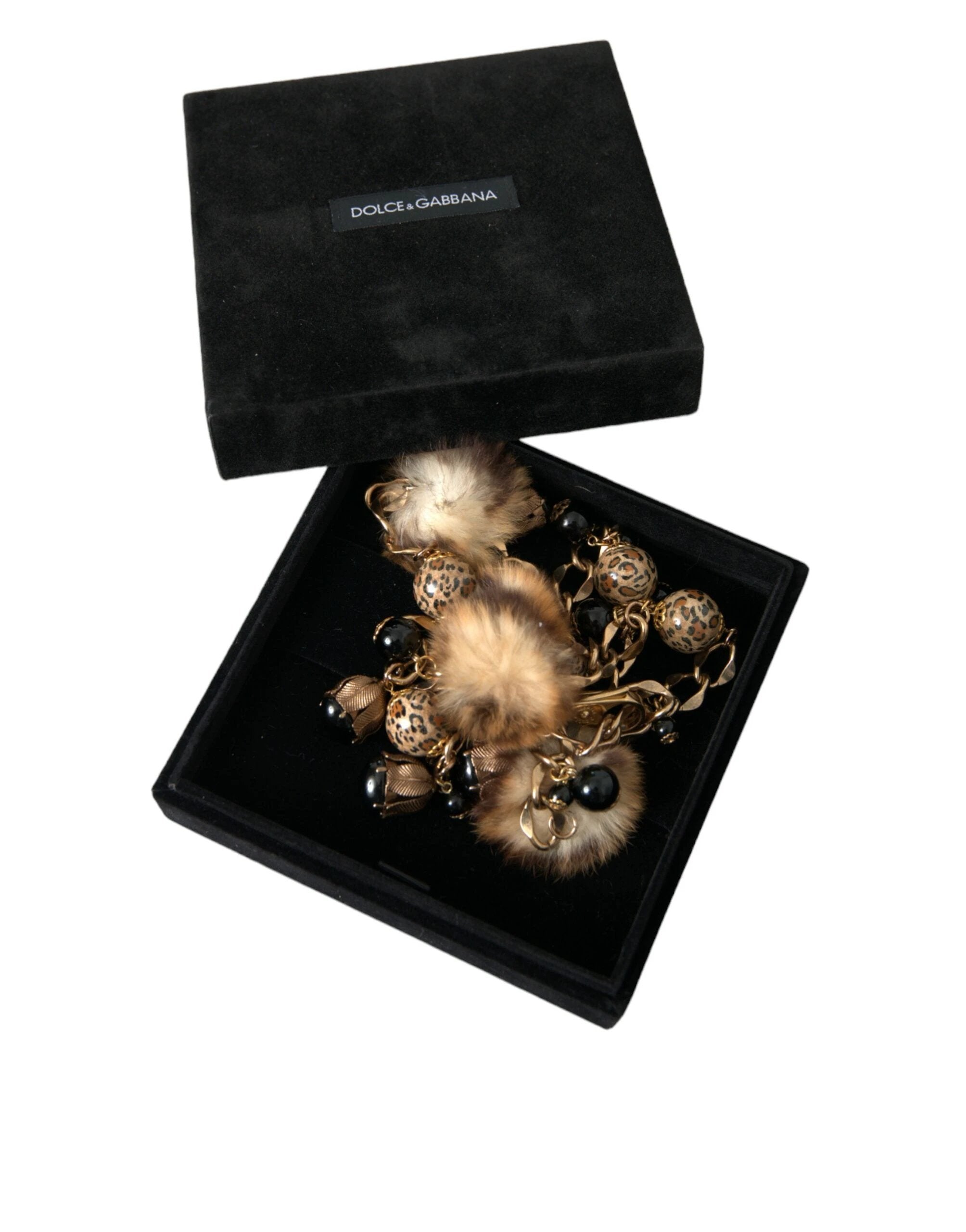 Dolce & Gabbana Gold Brass Leopard Fur Pearl Collier Chain Belt by Dolce & Gabbana