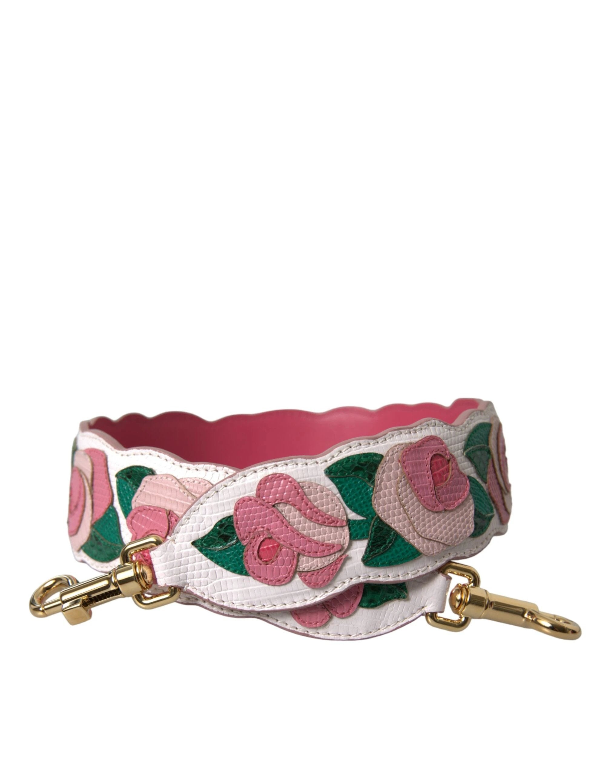 Dolce & Gabbana White Floral Leather Accessory Shoulder Strap by Dolce & Gabbana