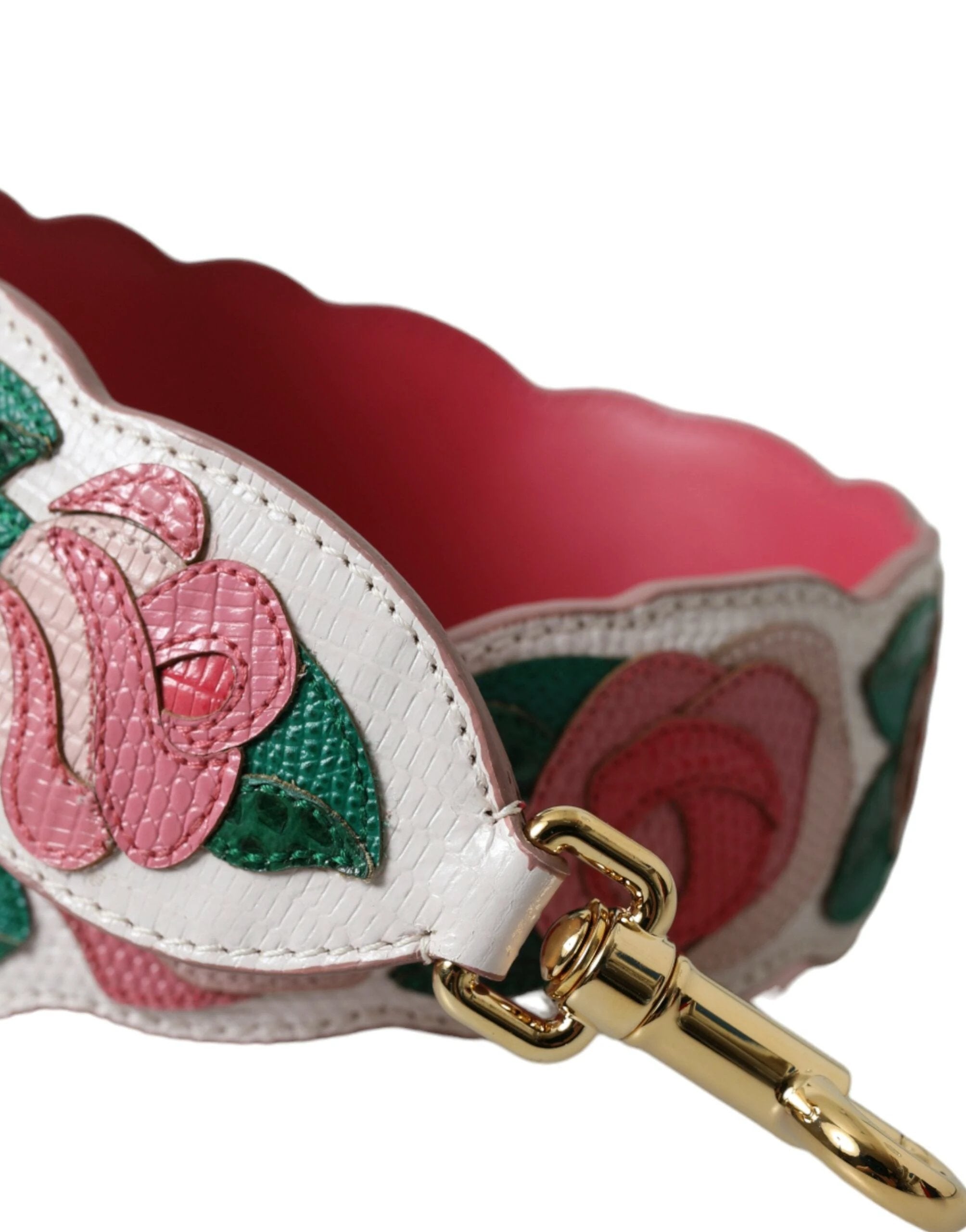Dolce & Gabbana White Floral Leather Accessory Shoulder Strap by Dolce & Gabbana
