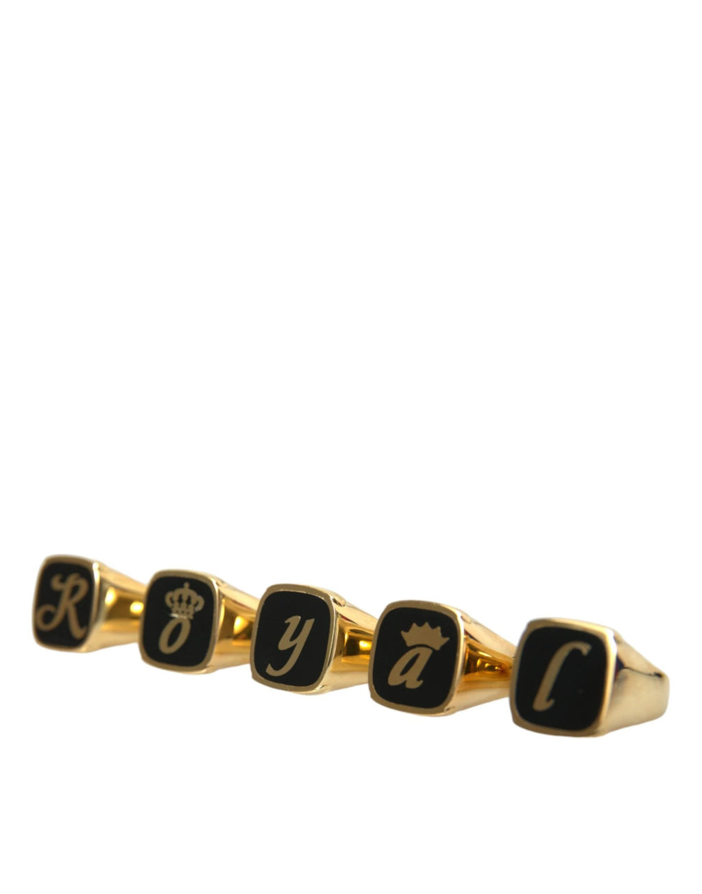 Dolce & Gabbana Gold Brass ROYAL Enamel Set of 5 Ring by Dolce & Gabbana