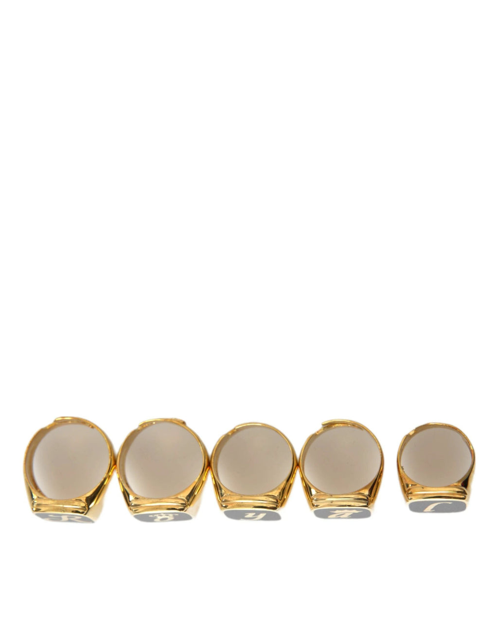 Dolce & Gabbana Gold Brass ROYAL Enamel Set of 5 Ring by Dolce & Gabbana