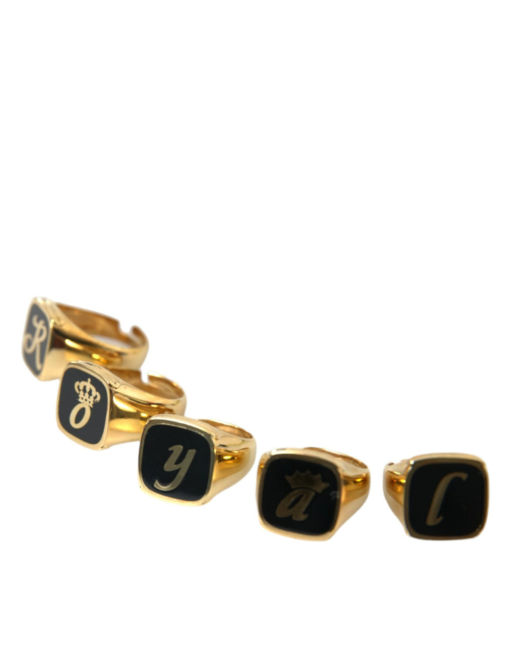 Dolce & Gabbana Gold Brass ROYAL Enamel Set of 5 Ring by Dolce & Gabbana