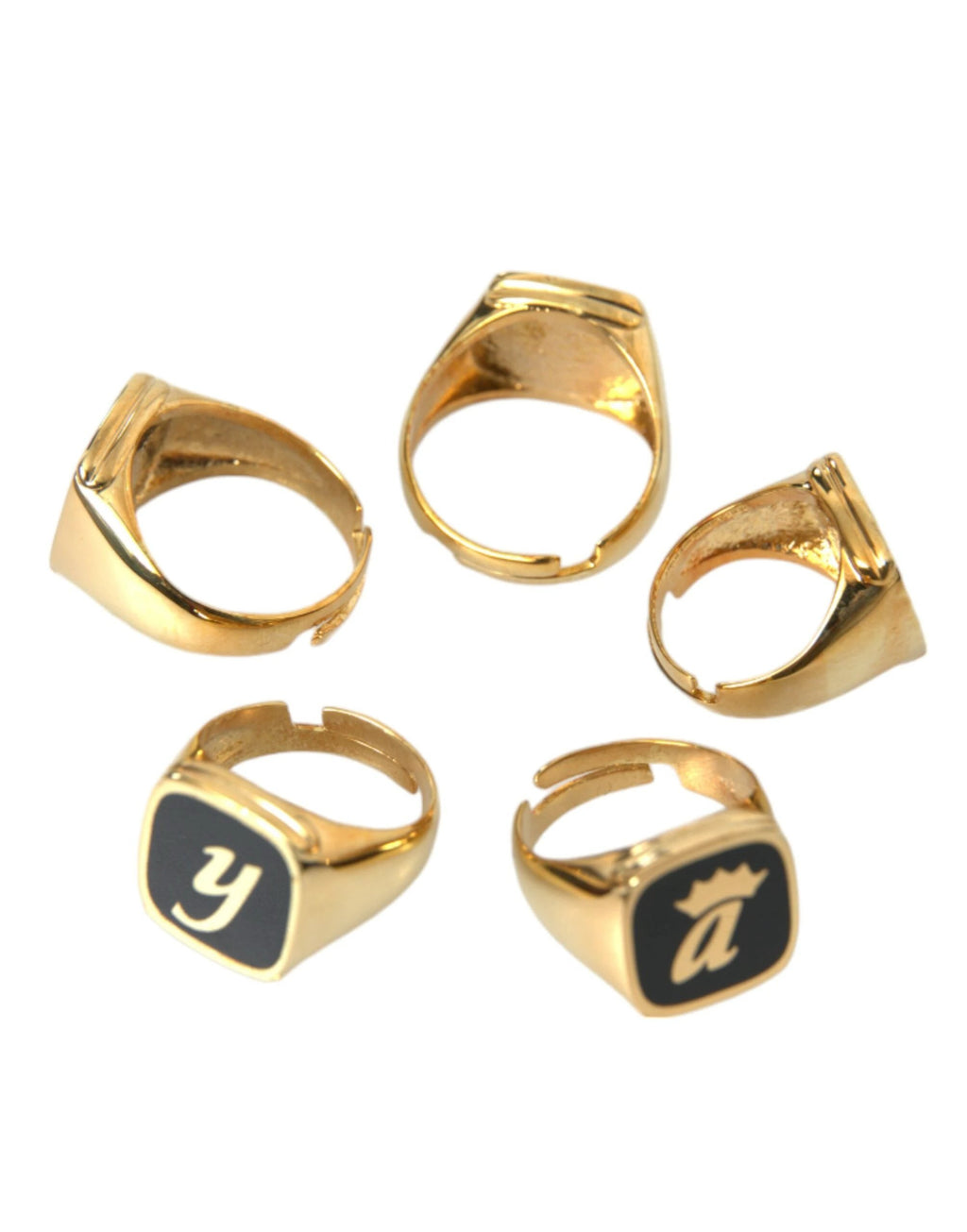 Dolce & Gabbana Gold Brass ROYAL Enamel Set of 5 Ring by Dolce & Gabbana