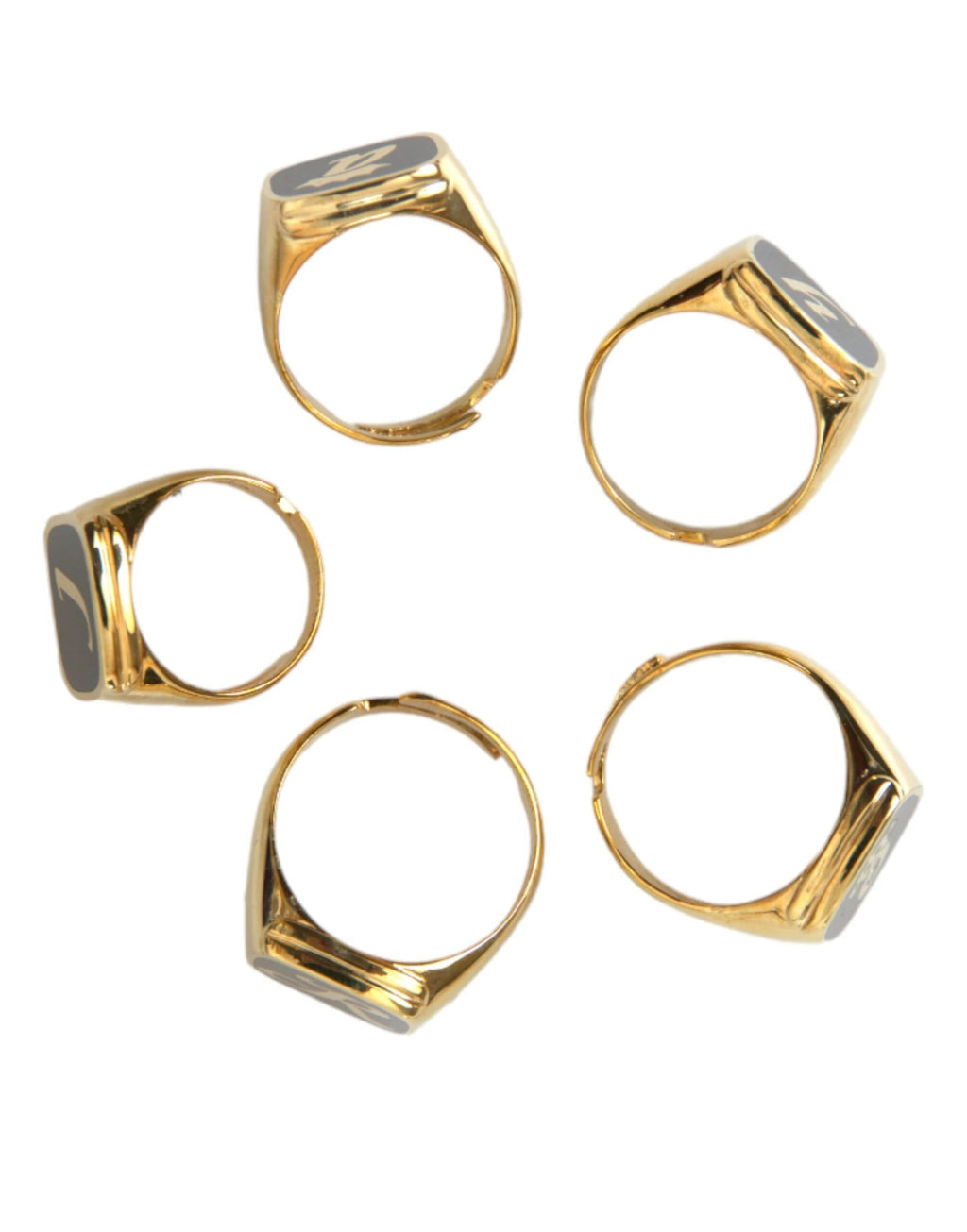Dolce & Gabbana Gold Brass ROYAL Enamel Set of 5 Ring by Dolce & Gabbana