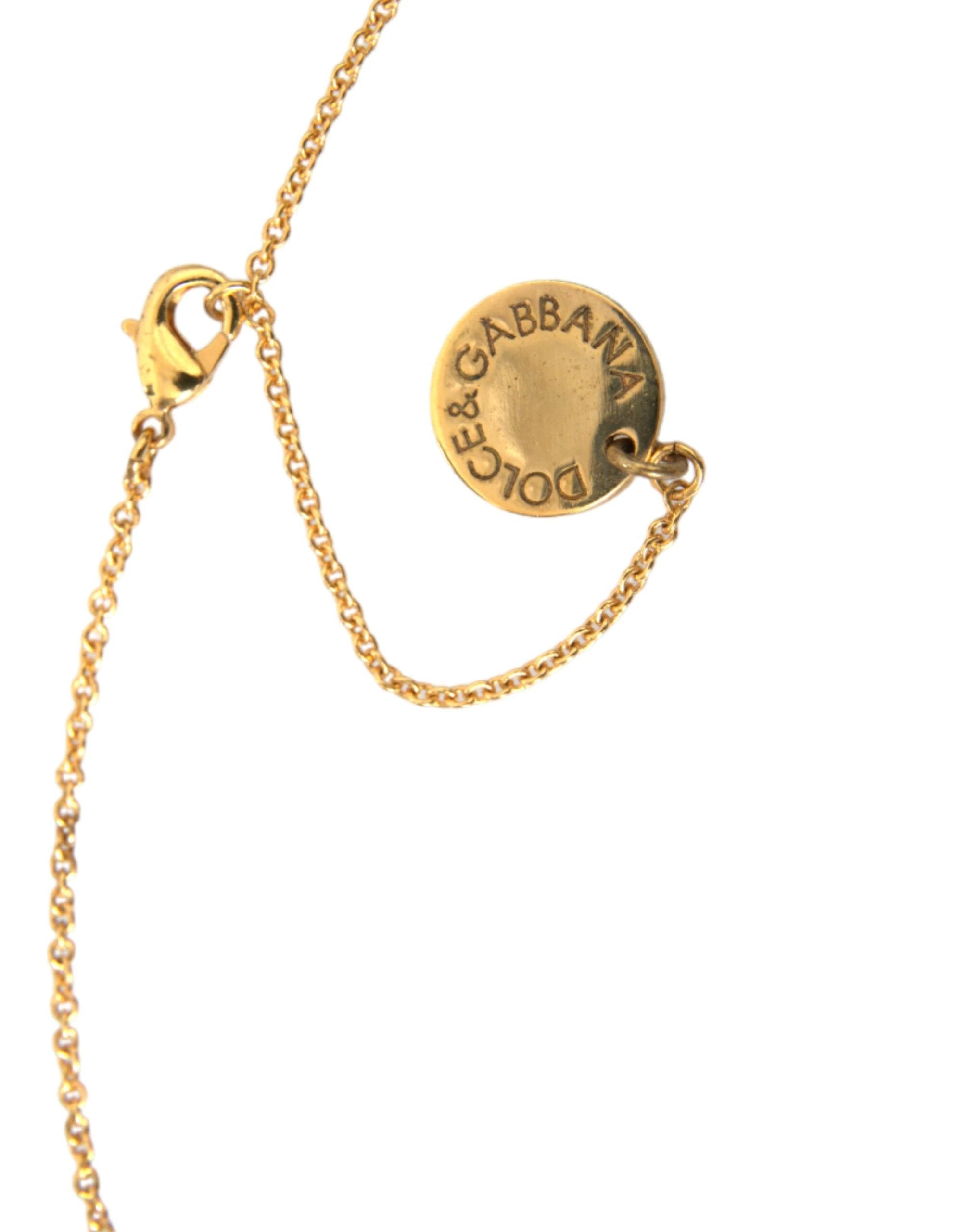 Dolce & Gabbana Gold Brass Chain Dog Heart Pendant Charm Necklace by Dolce & Gabbana