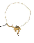 Dolce & Gabbana Gold Brass Crystal Pearl Tree Pendant Charm Necklace by Dolce & Gabbana
