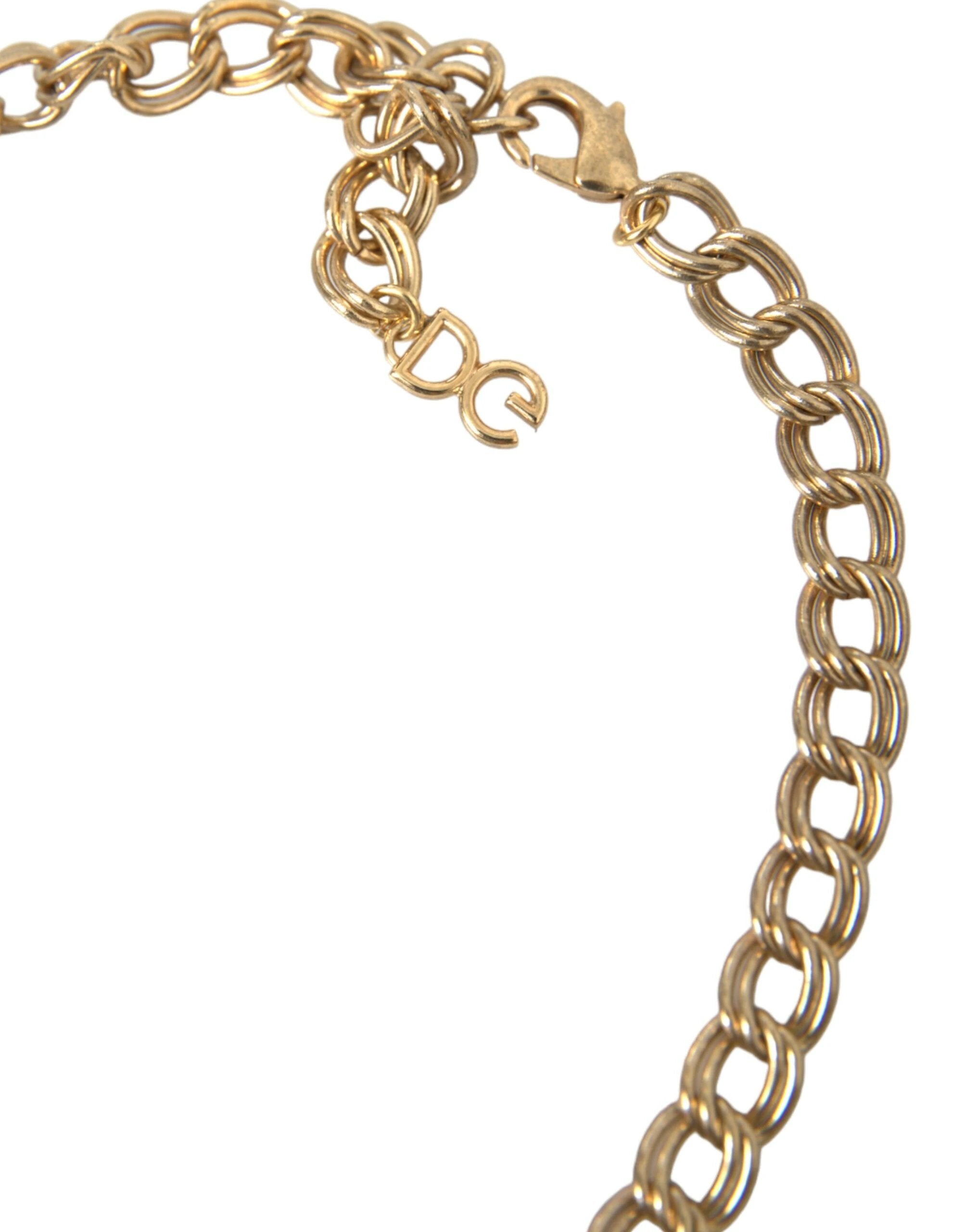 Dolce & Gabbana Gold Chain Rose Cross Strawberry Star Pendant Necklace by Dolce & Gabbana