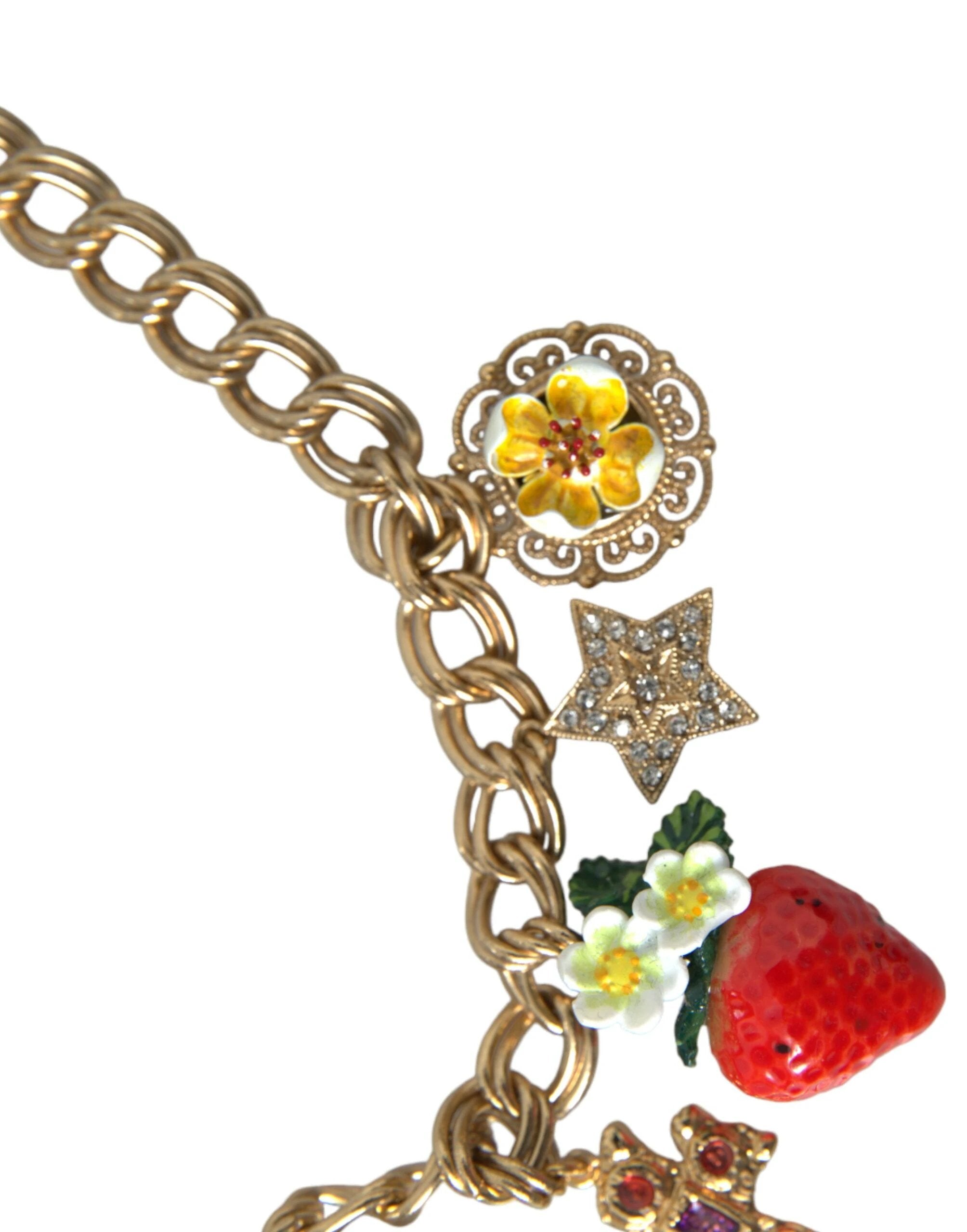 Dolce & Gabbana Gold Chain Rose Cross Strawberry Star Pendant Necklace by Dolce & Gabbana