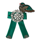 Dolce & Gabbana Green Satin Bird Crystal Women Hair Clip by Dolce & Gabbana