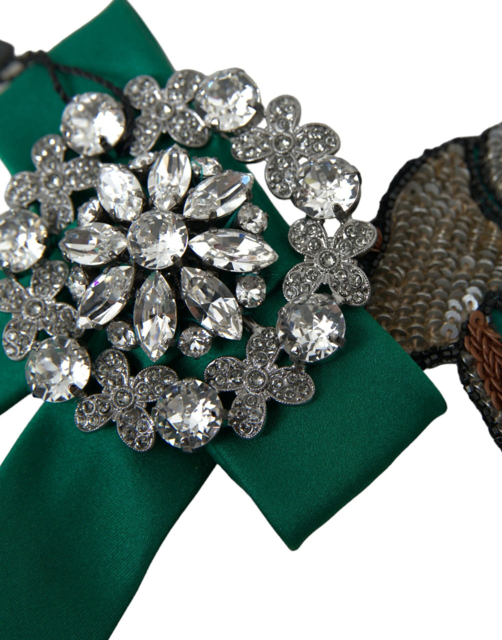 Dolce & Gabbana Green Satin Bird Crystal Women Hair Clip by Dolce & Gabbana