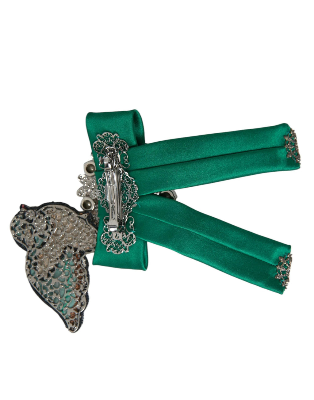 Dolce & Gabbana Green Satin Bird Crystal Women Hair Clip by Dolce & Gabbana