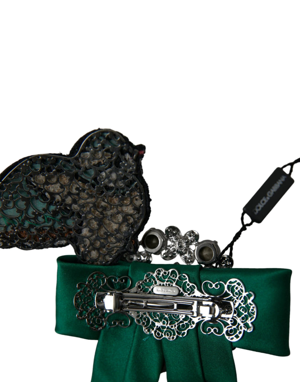 Dolce & Gabbana Green Satin Bird Crystal Women Hair Clip by Dolce & Gabbana