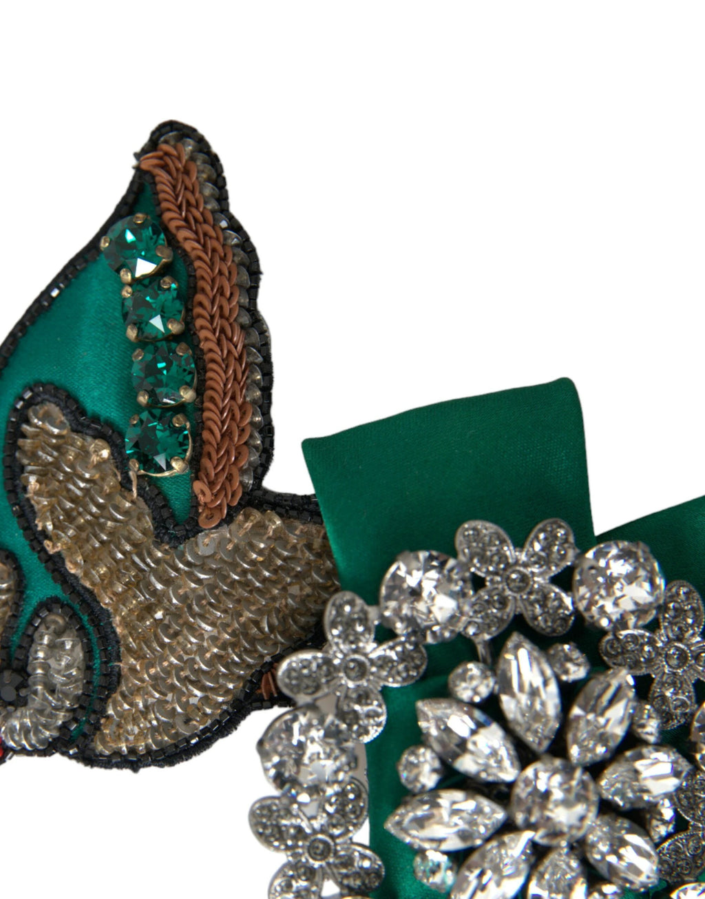 Dolce & Gabbana Green Satin Bird Crystal Women Hair Clip by Dolce & Gabbana