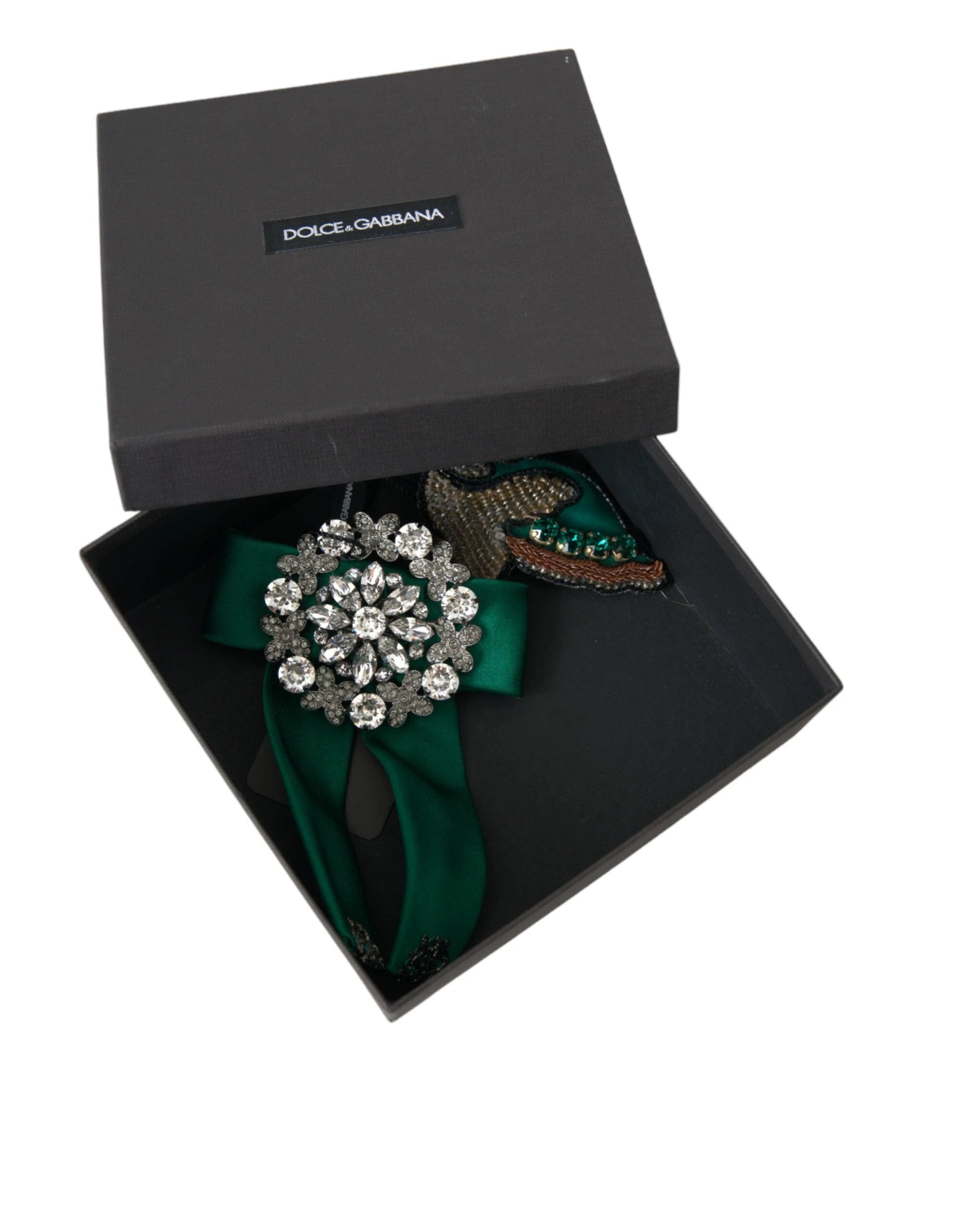 Dolce & Gabbana Green Satin Bird Crystal Women Hair Clip by Dolce & Gabbana