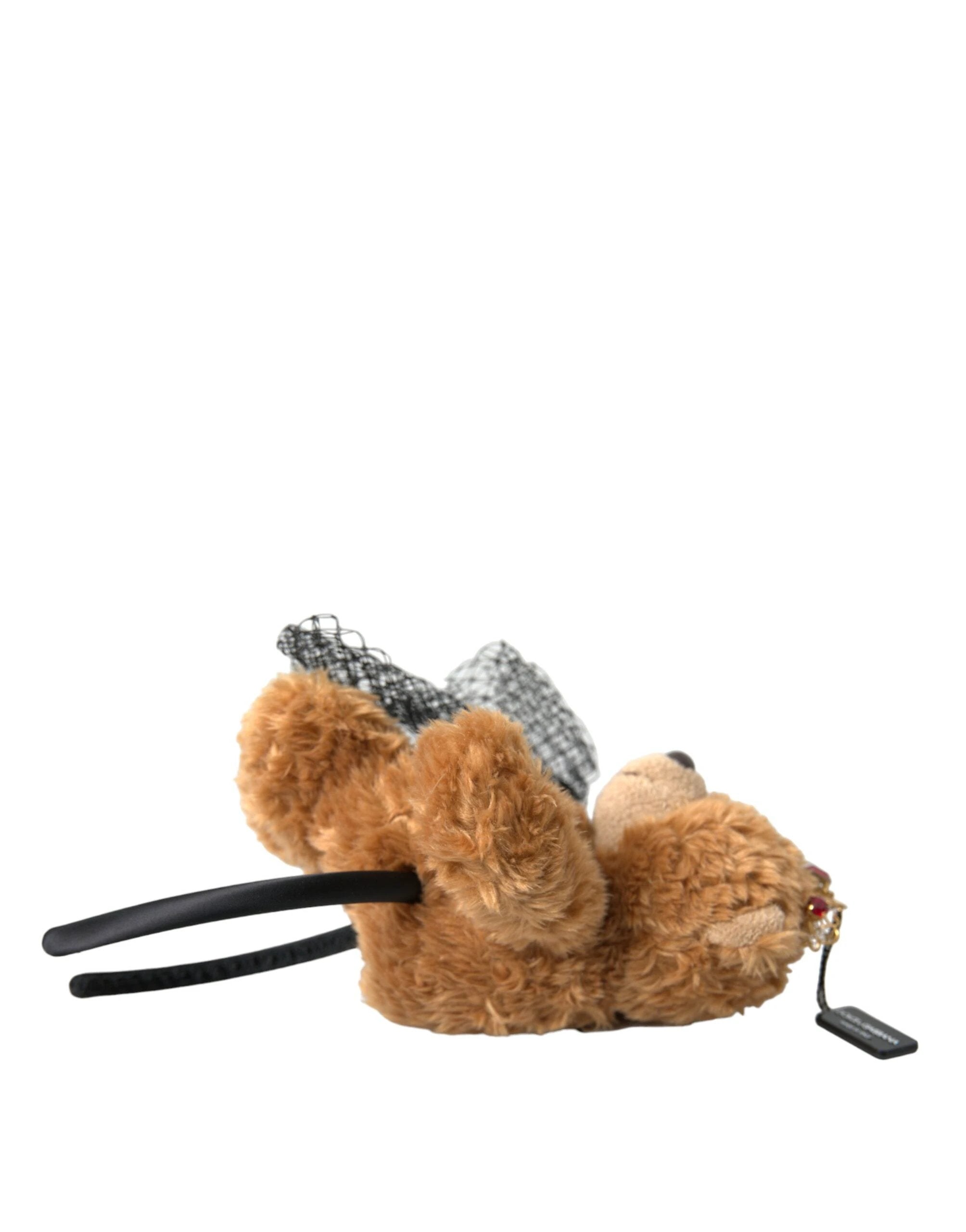 Dolce & Gabbana Brown Teddy Bear Gold Crystal Crown Hair Band Diadem by Dolce & Gabbana