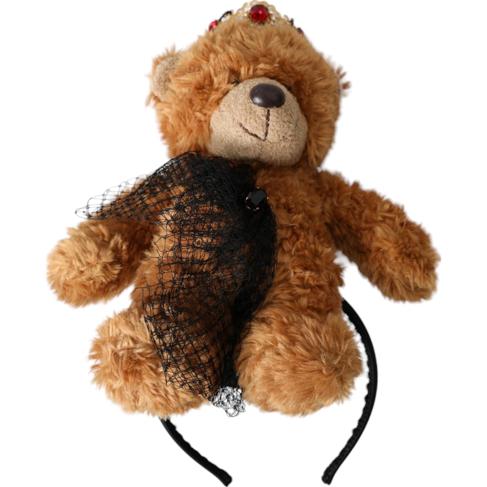 Dolce & Gabbana Brown Teddy Bear Gold Crystal Crown Hair Band Diadem by Dolce & Gabbana
