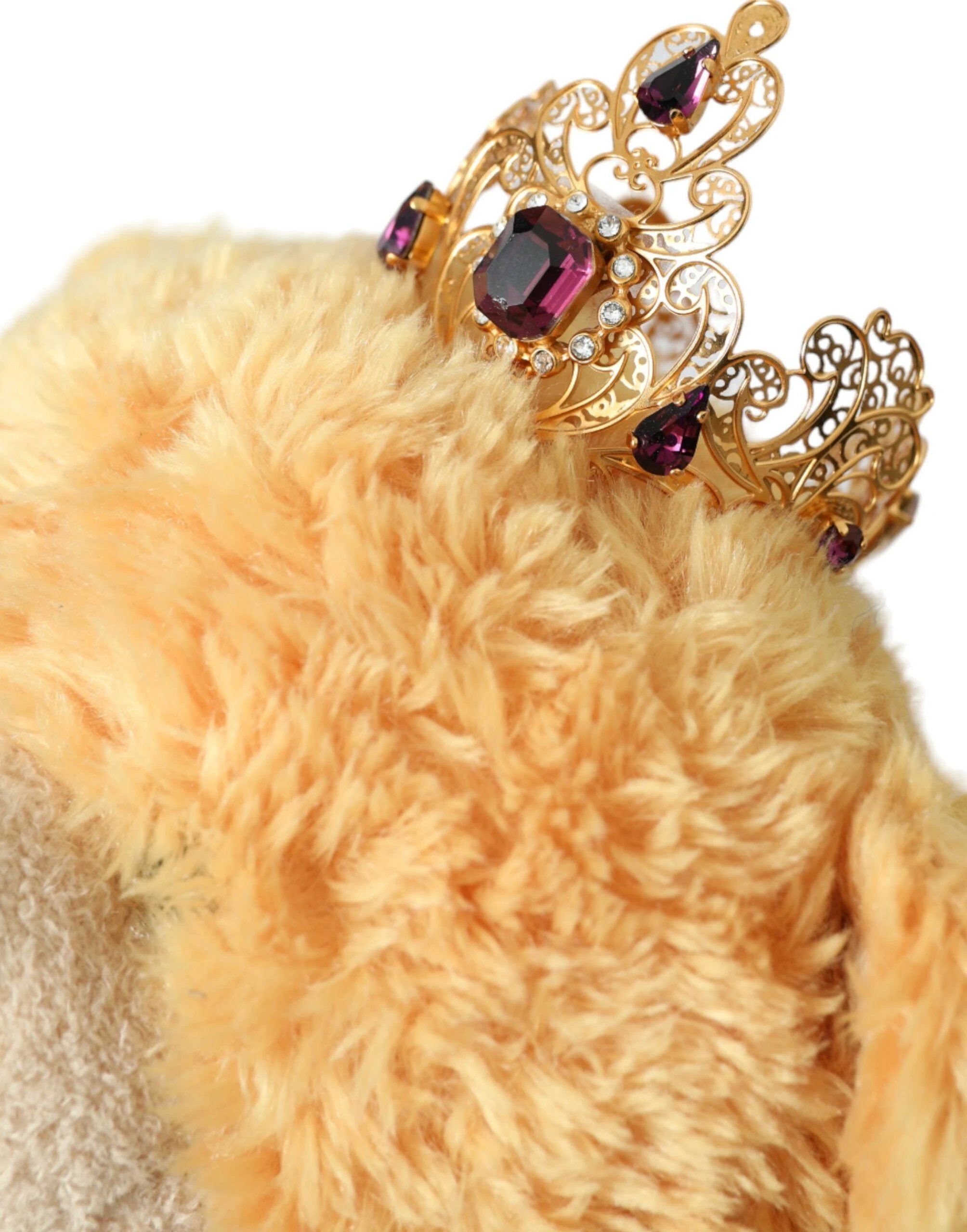 Dolce & Gabbana Brown Teddy Bear Gold Crystal Crown Hair Band Diadem by Dolce & Gabbana
