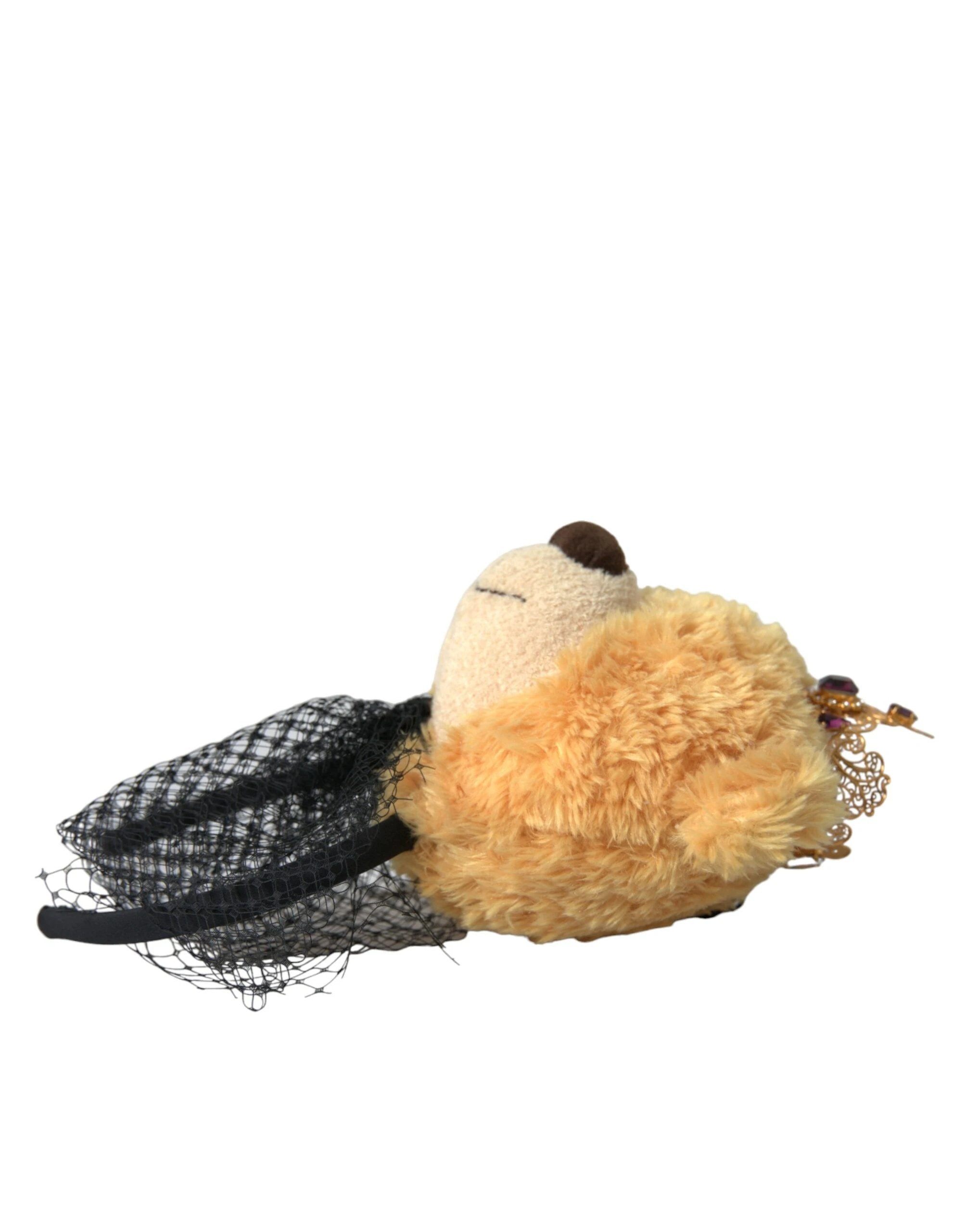 Dolce & Gabbana Brown Teddy Bear Gold Crystal Crown Hair Band Diadem by Dolce & Gabbana