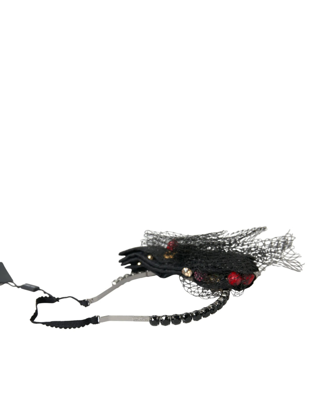 Dolce & Gabbana Black Strawberry Sicily Crystal Mesh Net Headband Diadem by Dolce & Gabbana