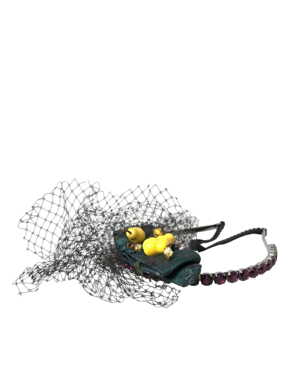 Dolce & Gabbana Black Lemons Sicily Purple Crystal Net Headband Diadem by Dolce & Gabbana