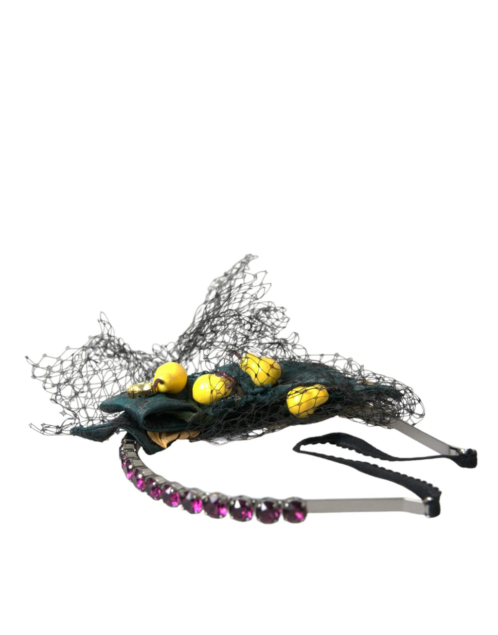 Dolce & Gabbana Black Lemons Sicily Purple Crystal Net Headband Diadem by Dolce & Gabbana