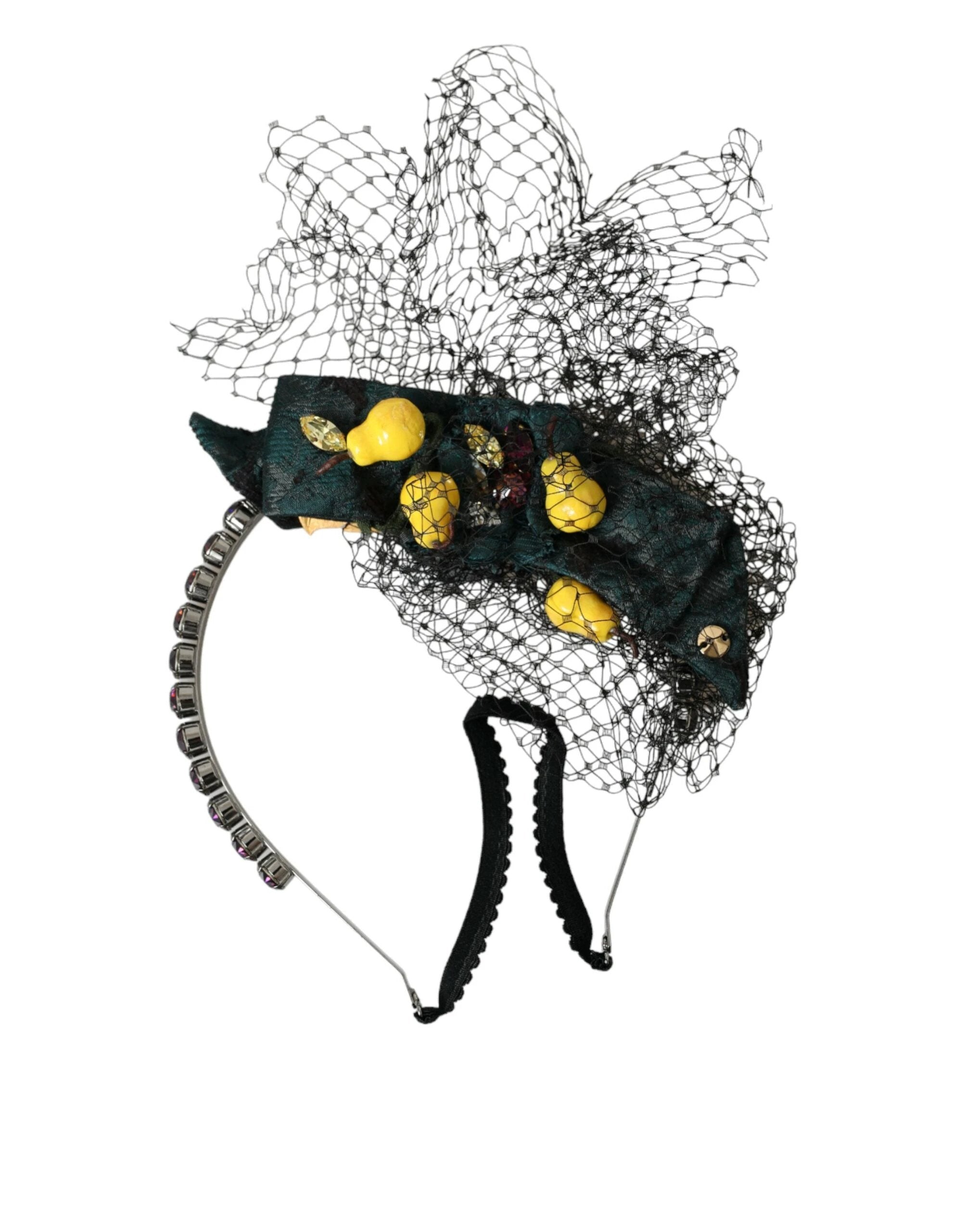 Dolce & Gabbana Black Lemons Sicily Purple Crystal Net Headband Diadem by Dolce & Gabbana