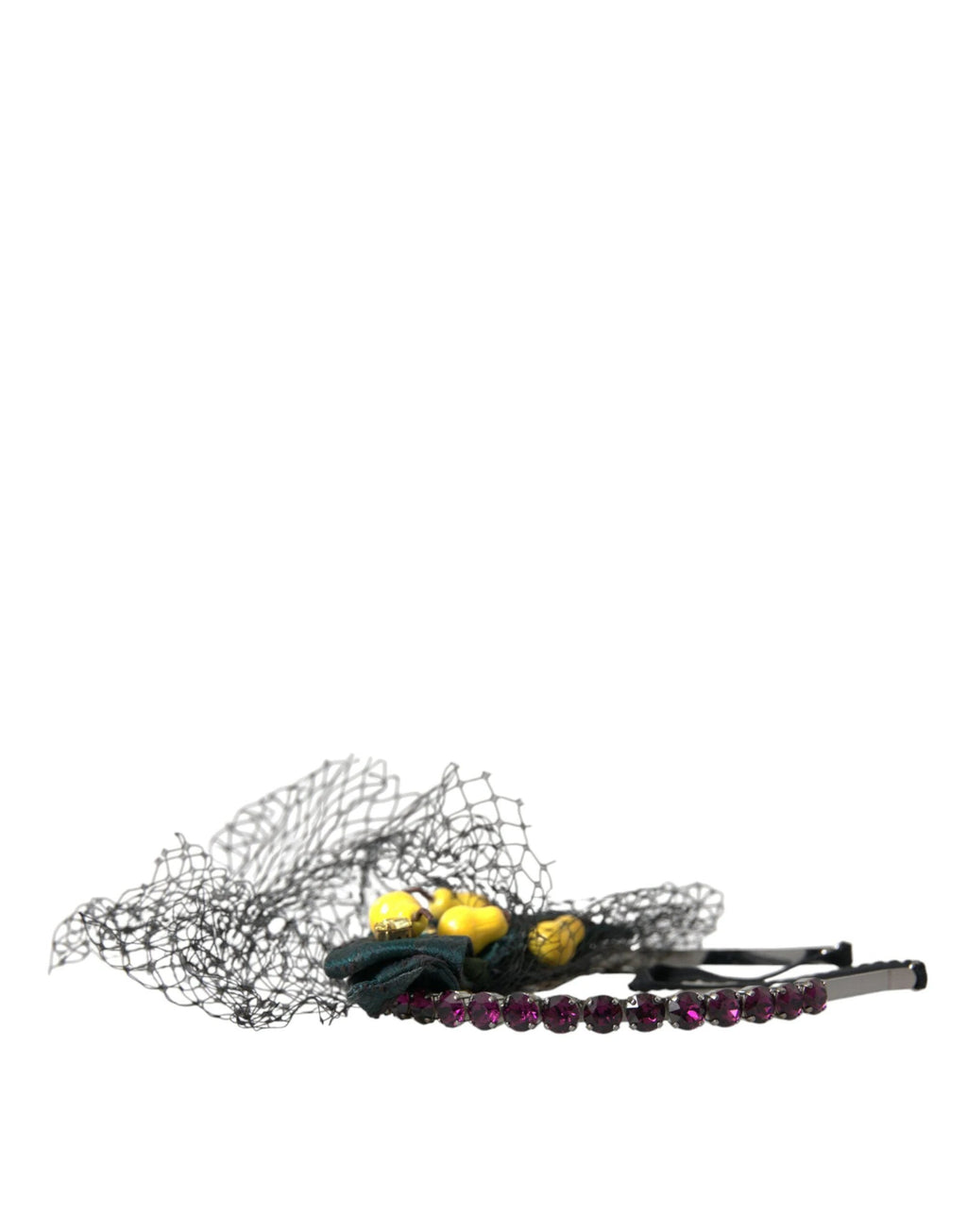 Dolce & Gabbana Black Lemons Sicily Purple Crystal Net Headband Diadem by Dolce & Gabbana