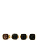 Dolce & Gabbana Gold Brass KING Enamel Set of 4 Ring by Dolce & Gabbana