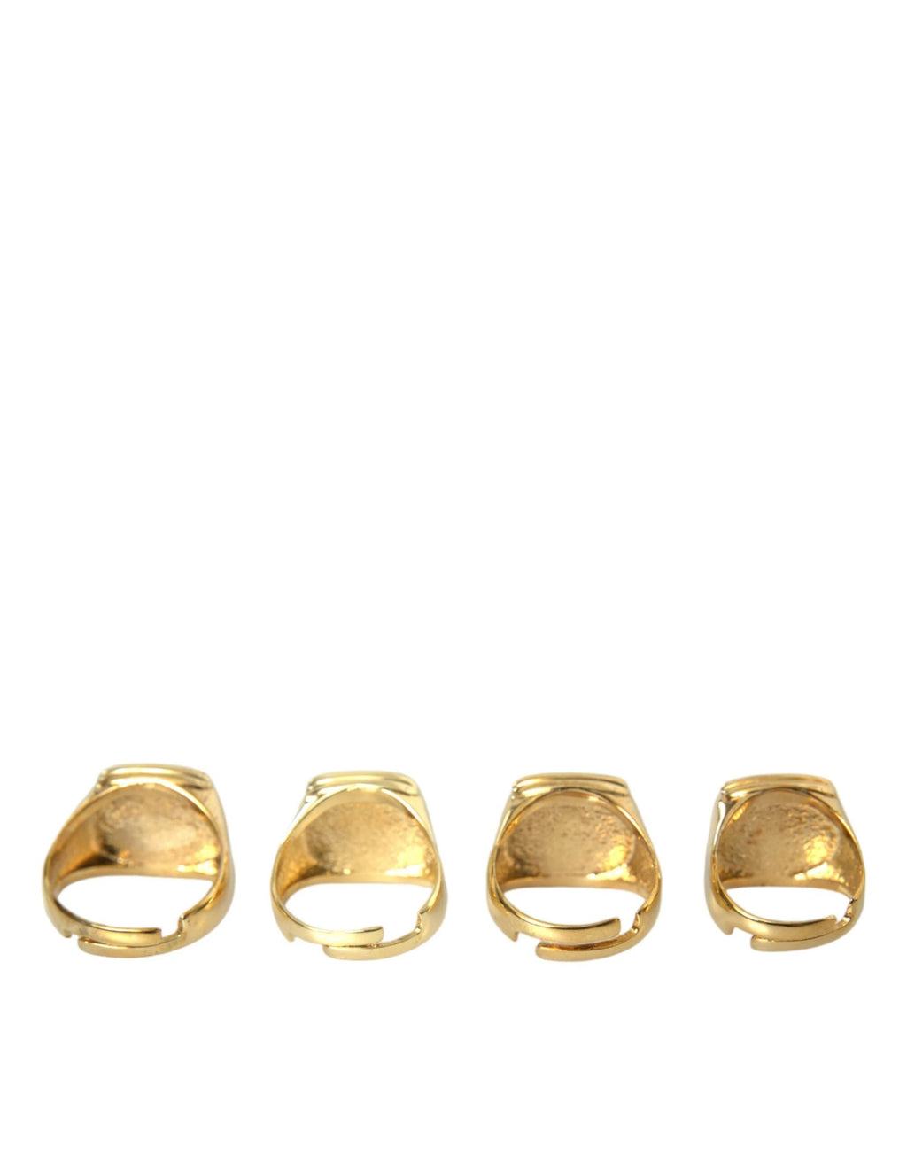 Dolce & Gabbana Gold Brass KING Enamel Set of 4 Ring by Dolce & Gabbana