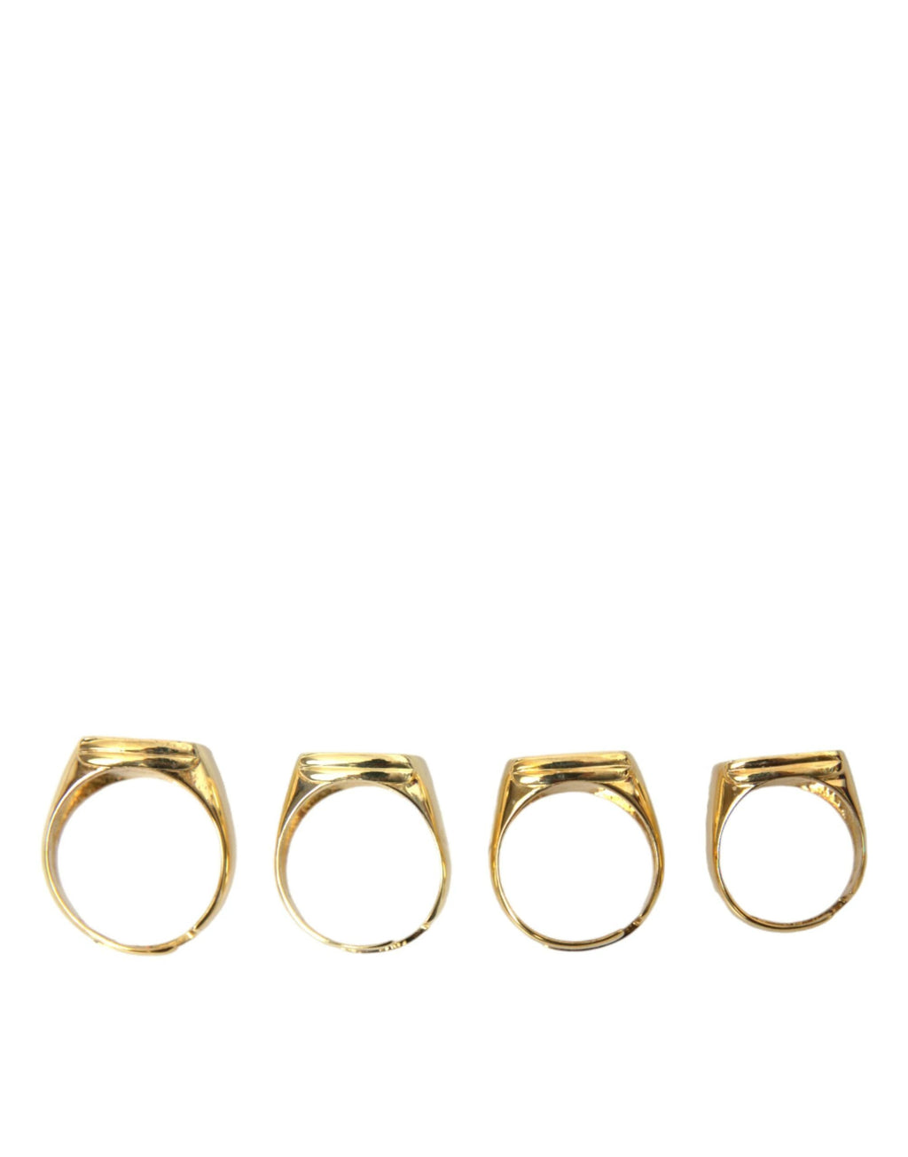 Dolce & Gabbana Gold Brass KING Enamel Set of 4 Ring by Dolce & Gabbana