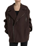 Dolce & Gabbana Brown Coat Short Biker Wool Jacket by Dolce & Gabbana