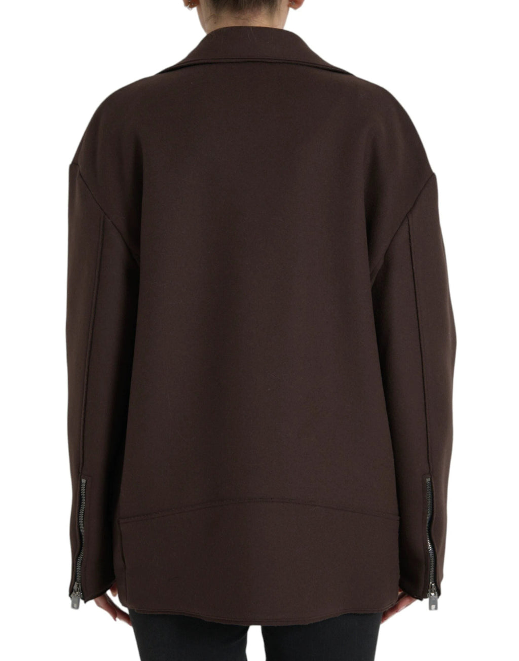 Dolce & Gabbana Brown Coat Short Biker Wool Jacket by Dolce & Gabbana