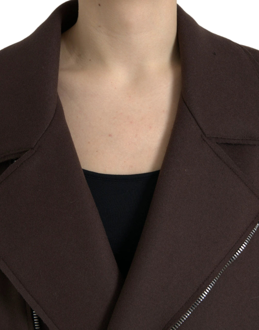 Dolce & Gabbana Brown Coat Short Biker Wool Jacket by Dolce & Gabbana