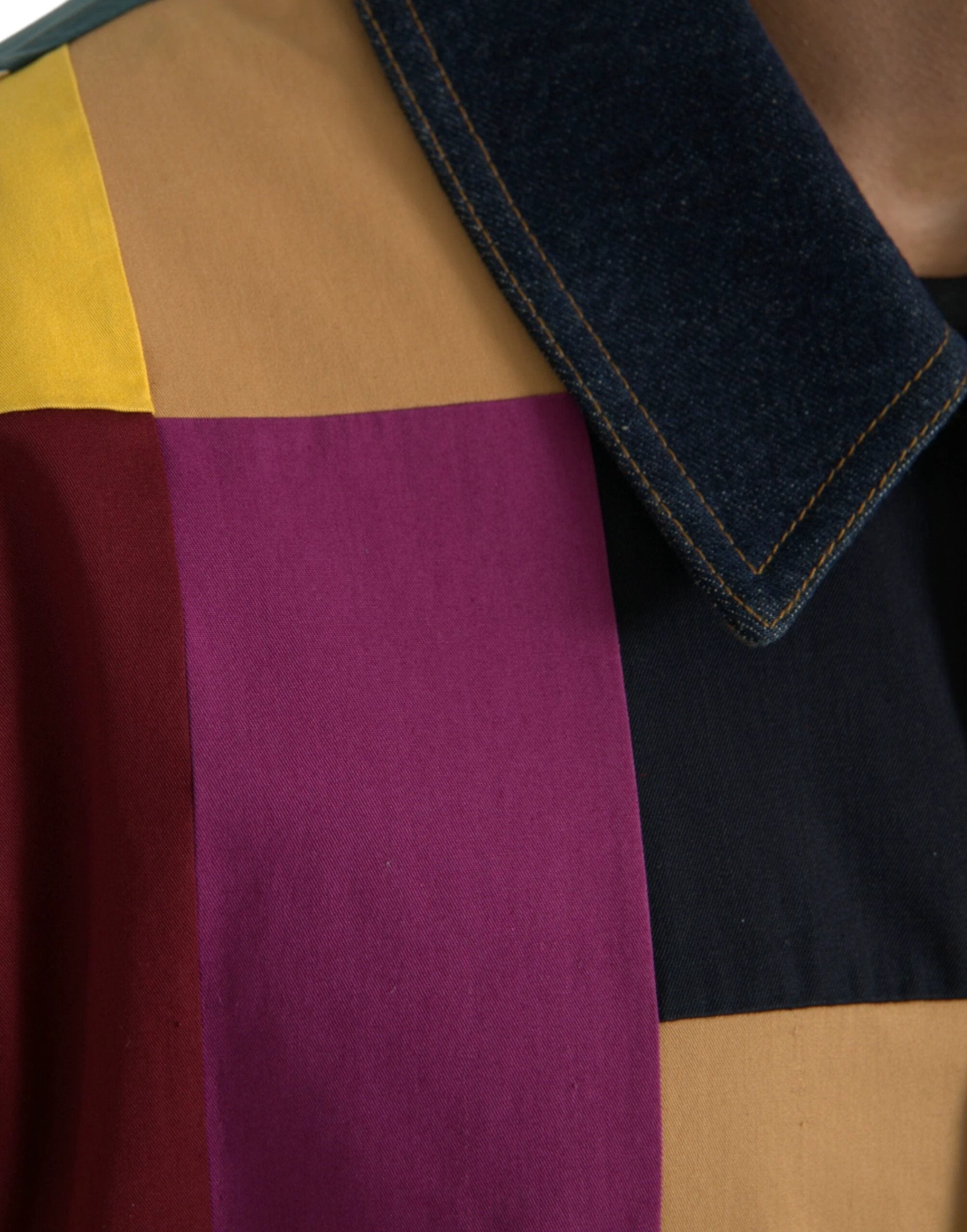 Dolce & Gabbana Multicolor Patchwork Cotton Collared Jacket by Dolce & Gabbana
