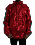 Dolce & Gabbana Red Nylon Hooded Pullover Sweatshirt Jacket by Dolce & Gabbana
