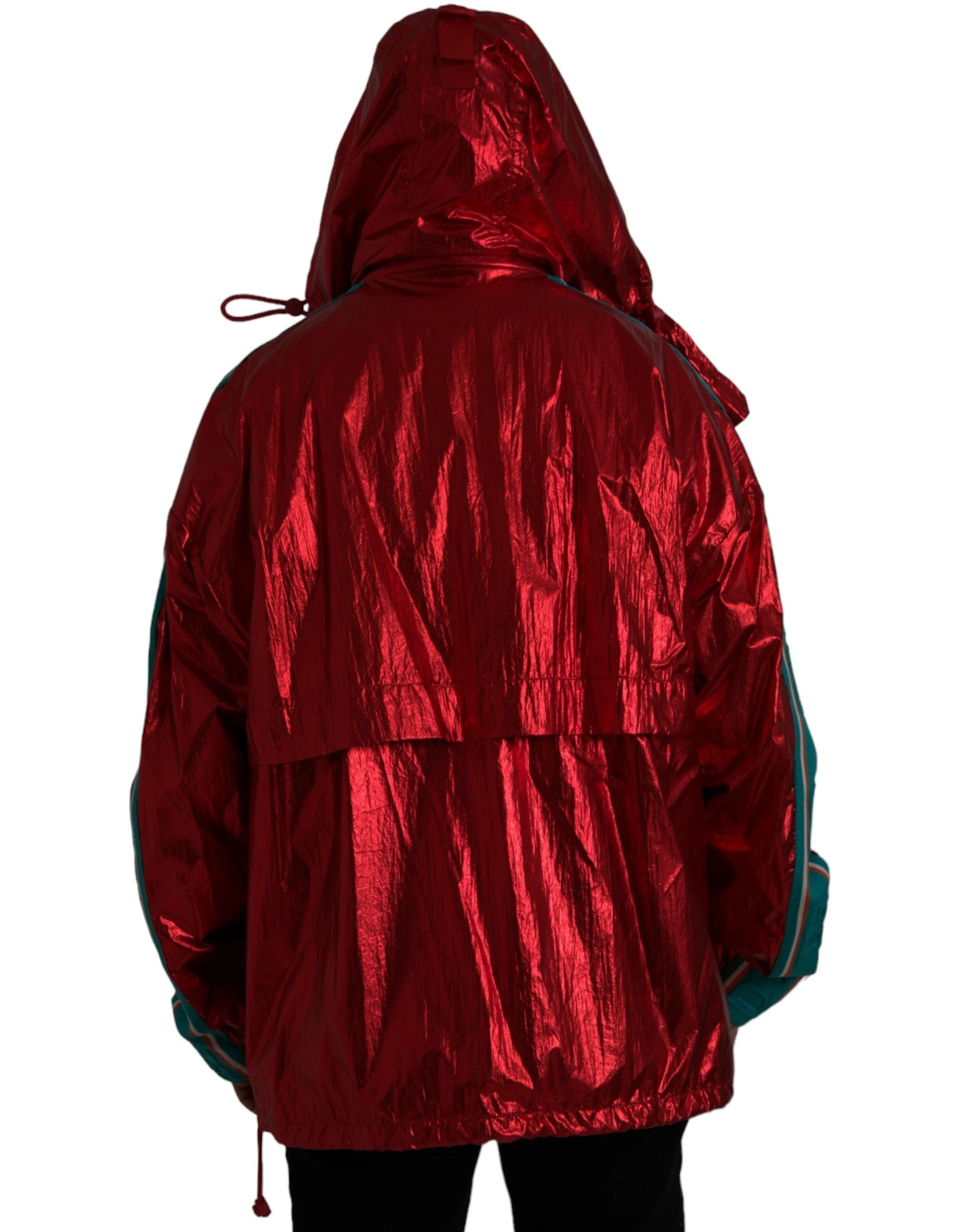 Dolce & Gabbana Red Nylon Hooded Pullover Sweatshirt Jacket by Dolce & Gabbana