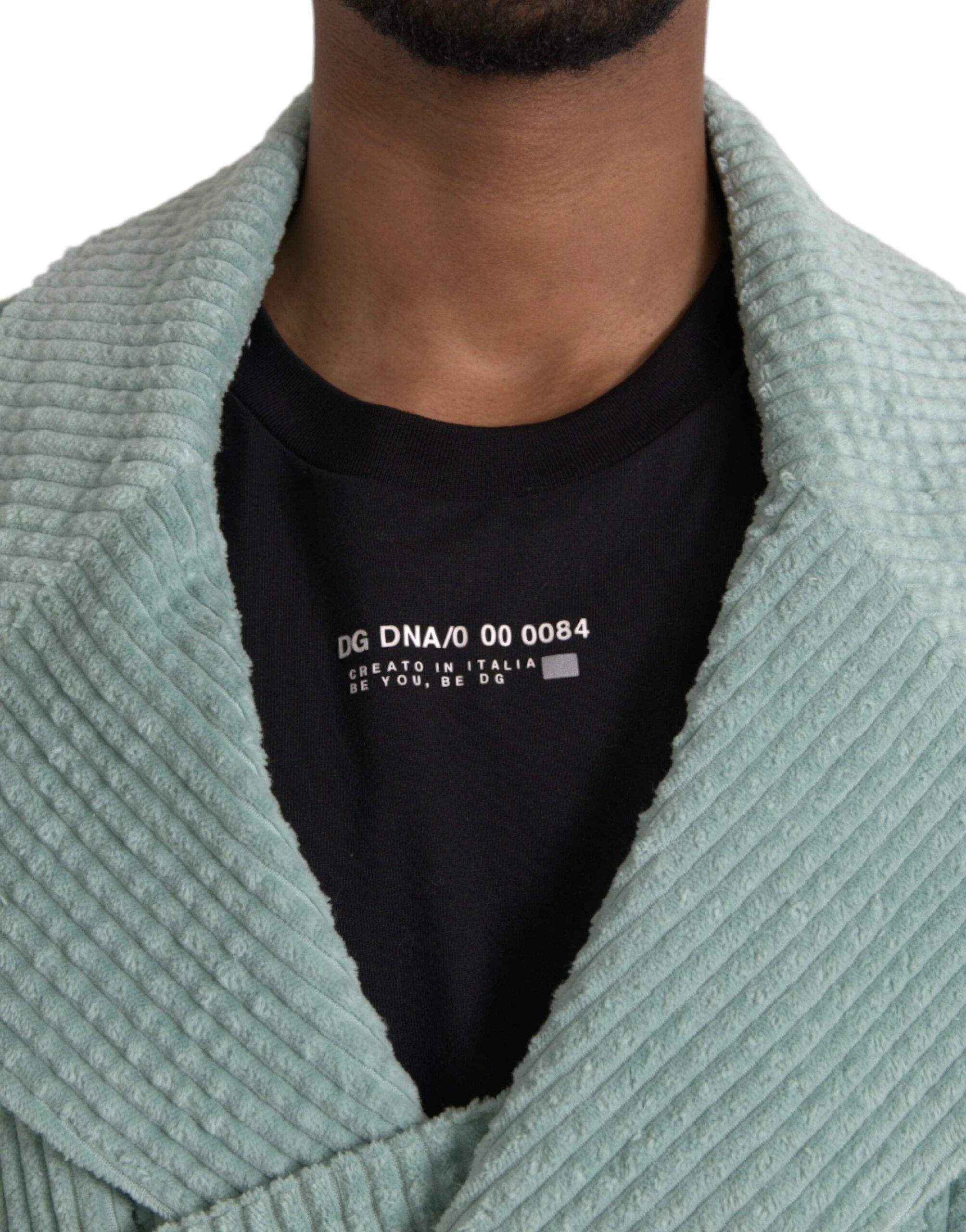 Dolce & Gabbana Blue Double Breasted Corduroy Cotton Jacket by Dolce & Gabbana
