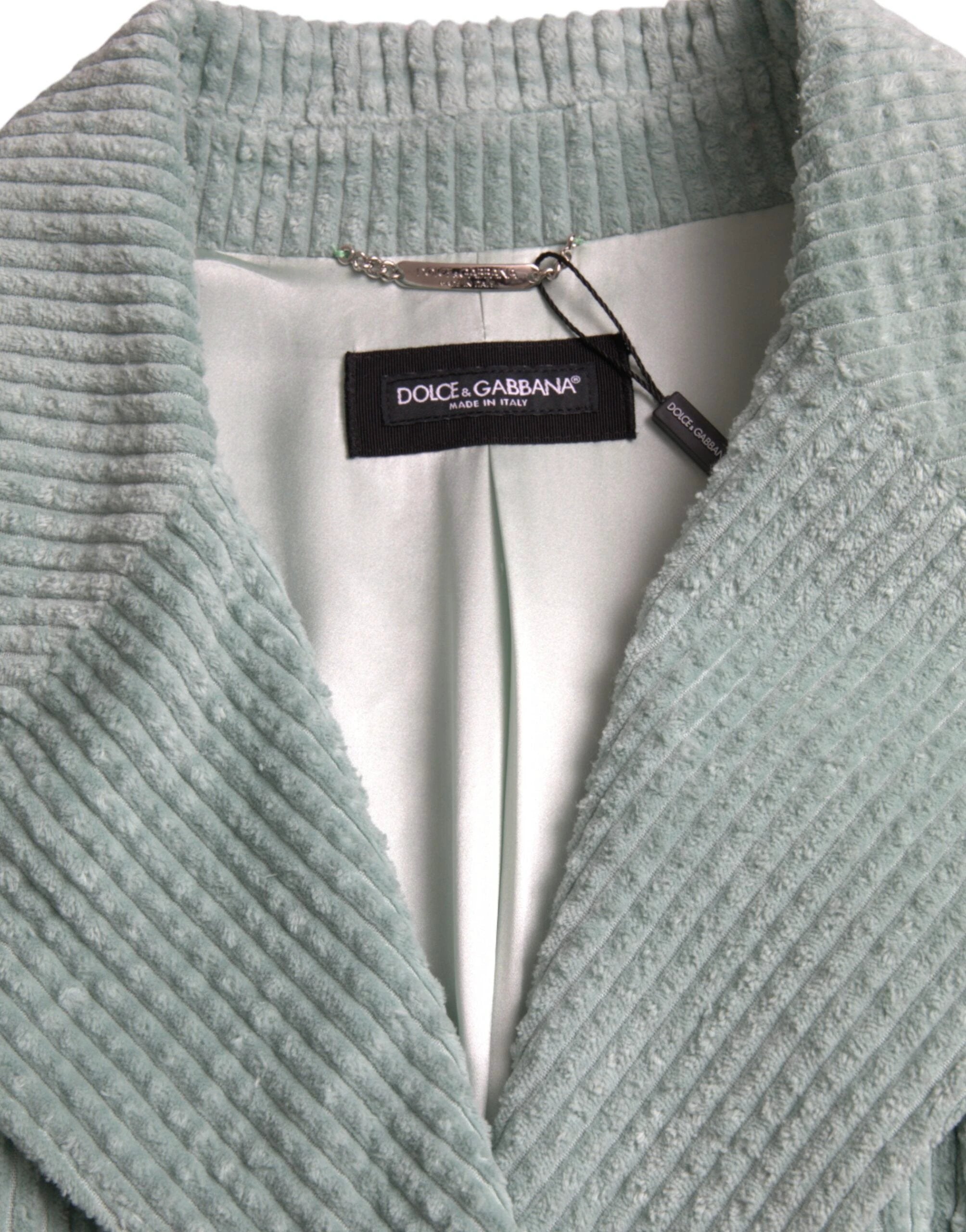 Dolce & Gabbana Blue Double Breasted Corduroy Cotton Jacket by Dolce & Gabbana