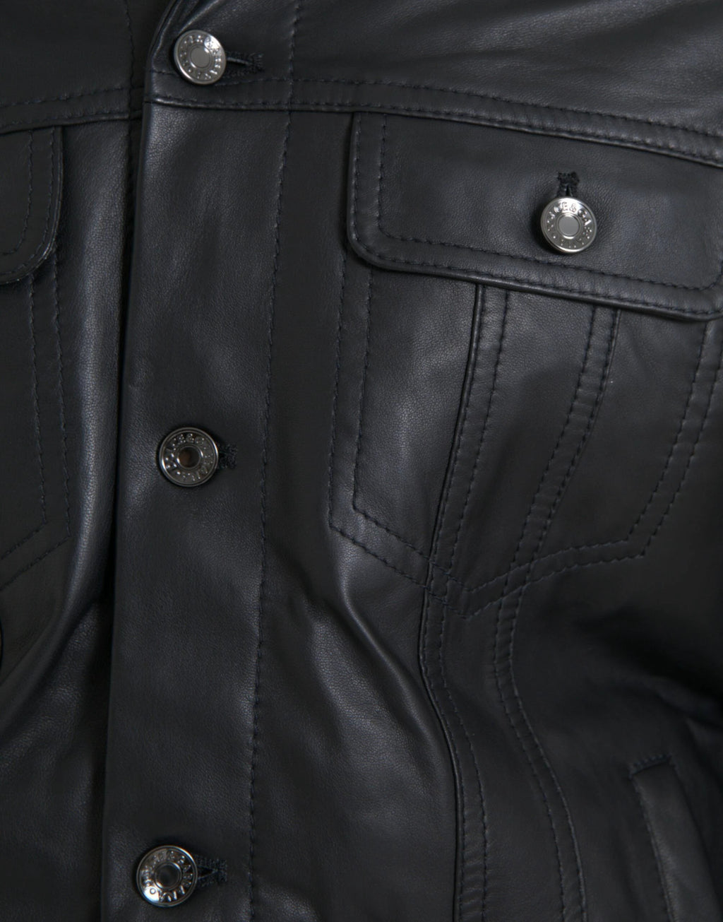 Dolce & Gabbana Black Leather Fur Collar Biker Coat Jacket by Dolce & Gabbana