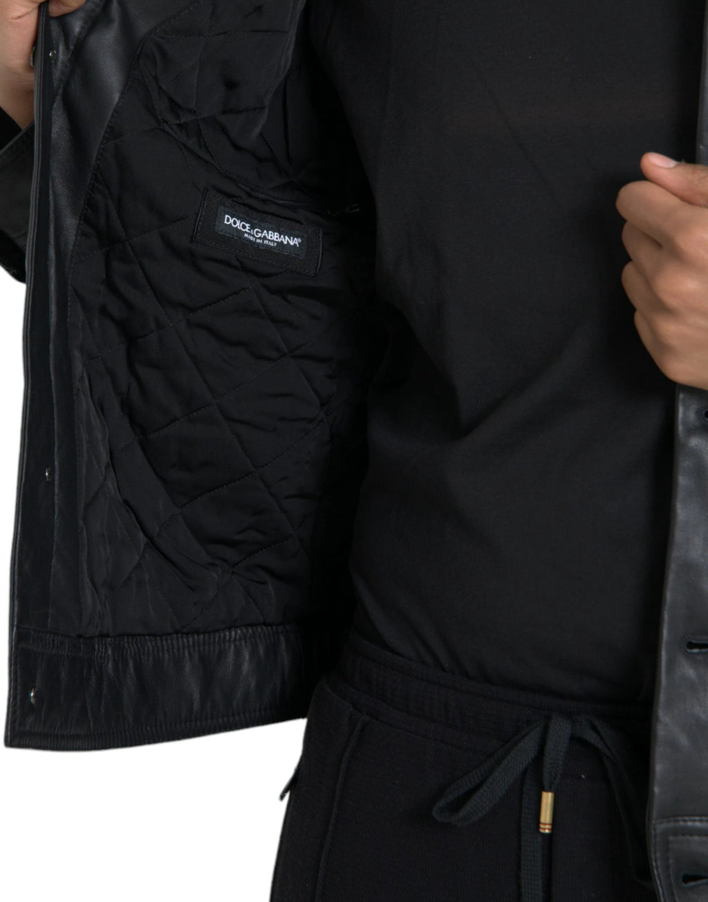 Dolce & Gabbana Black Leather Fur Collar Biker Coat Jacket by Dolce & Gabbana