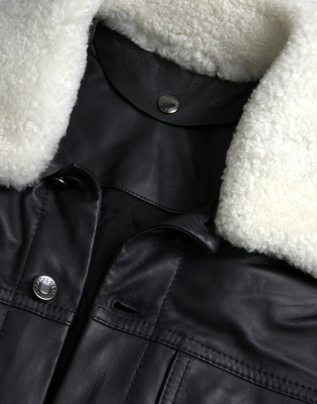 Dolce & Gabbana Black Leather Fur Collar Biker Coat Jacket by Dolce & Gabbana