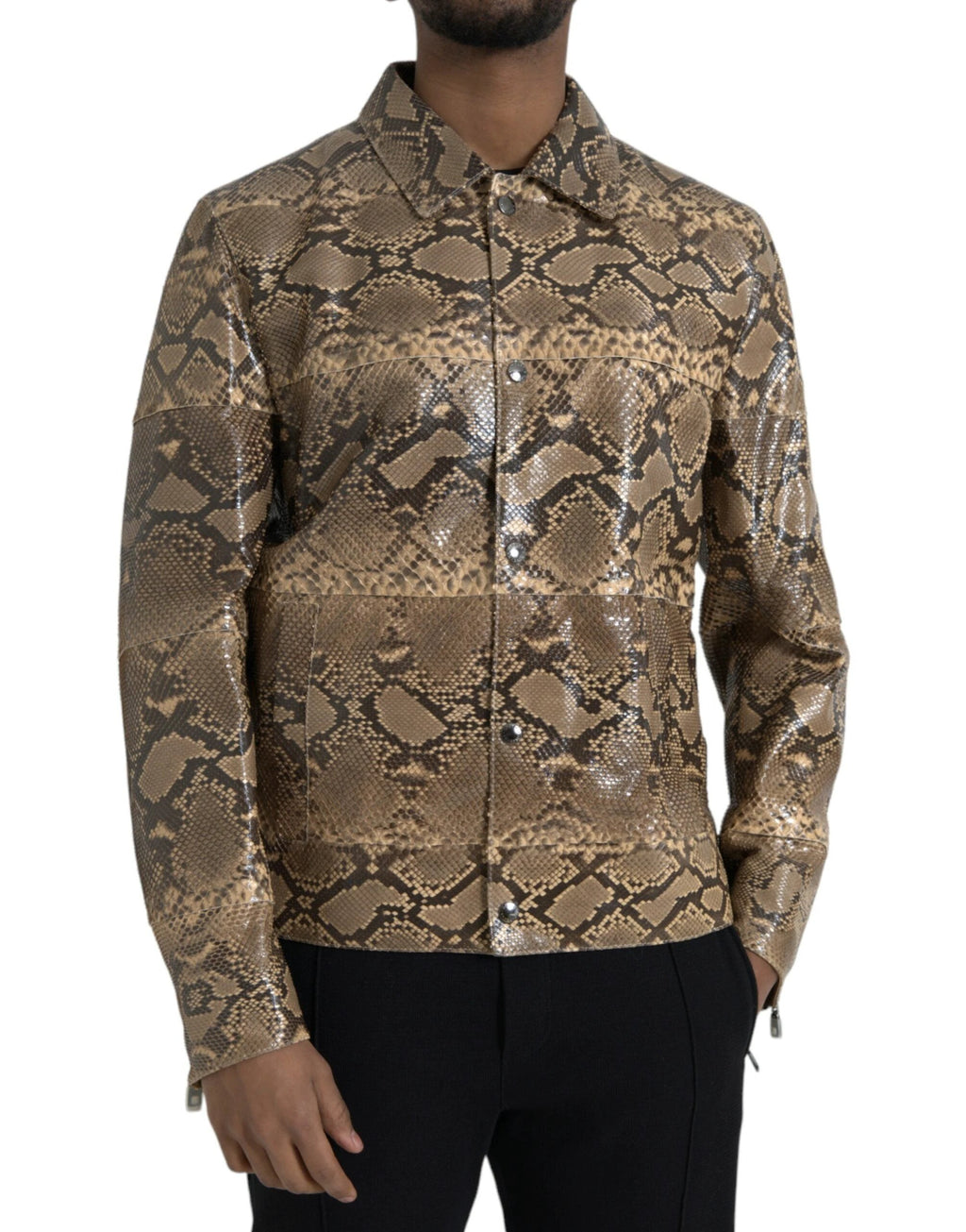 Dolce & Gabbana Beige Exotic Leather Biker Blouson Jacket by Dolce & Gabbana