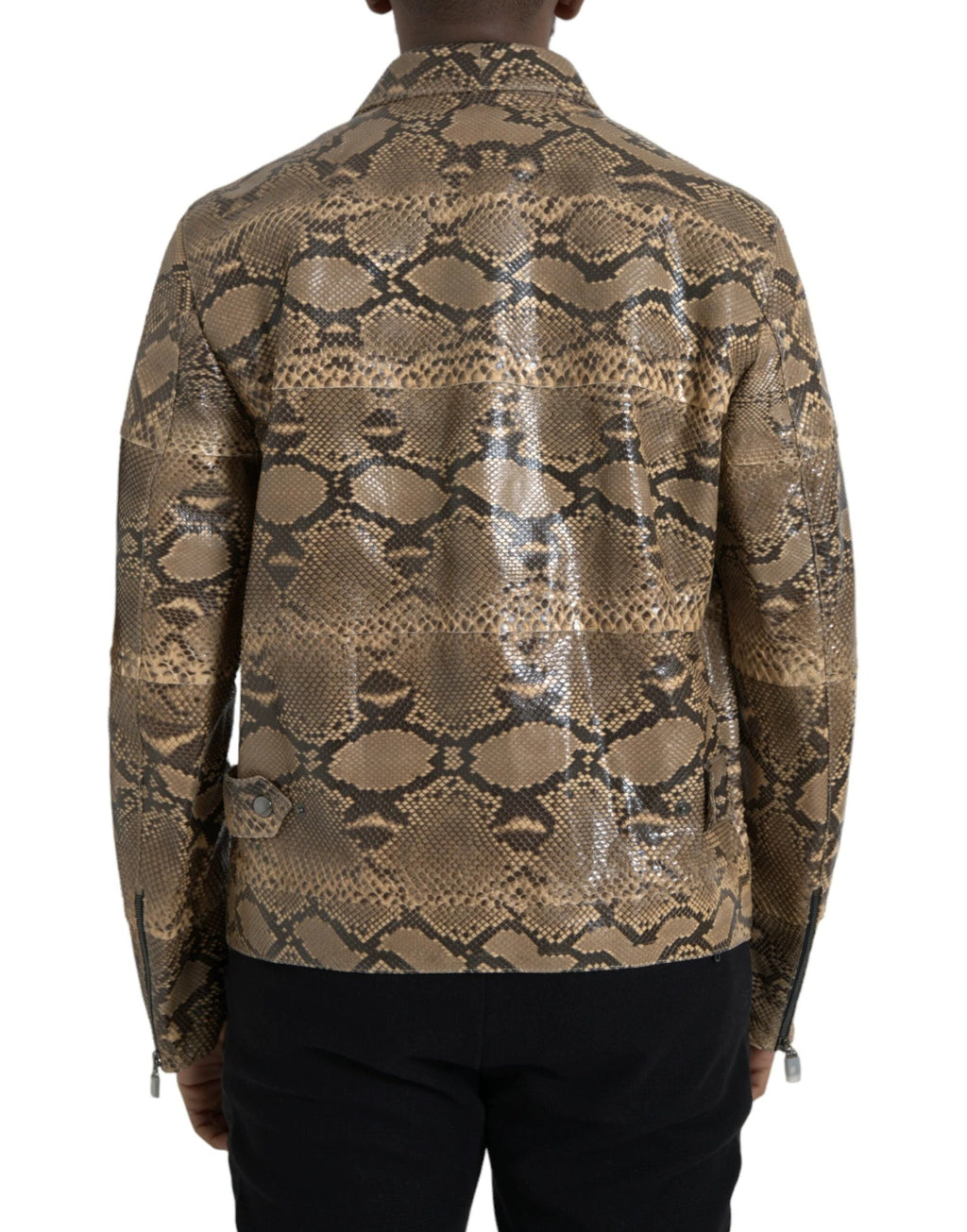 Dolce & Gabbana Beige Exotic Leather Biker Blouson Jacket by Dolce & Gabbana