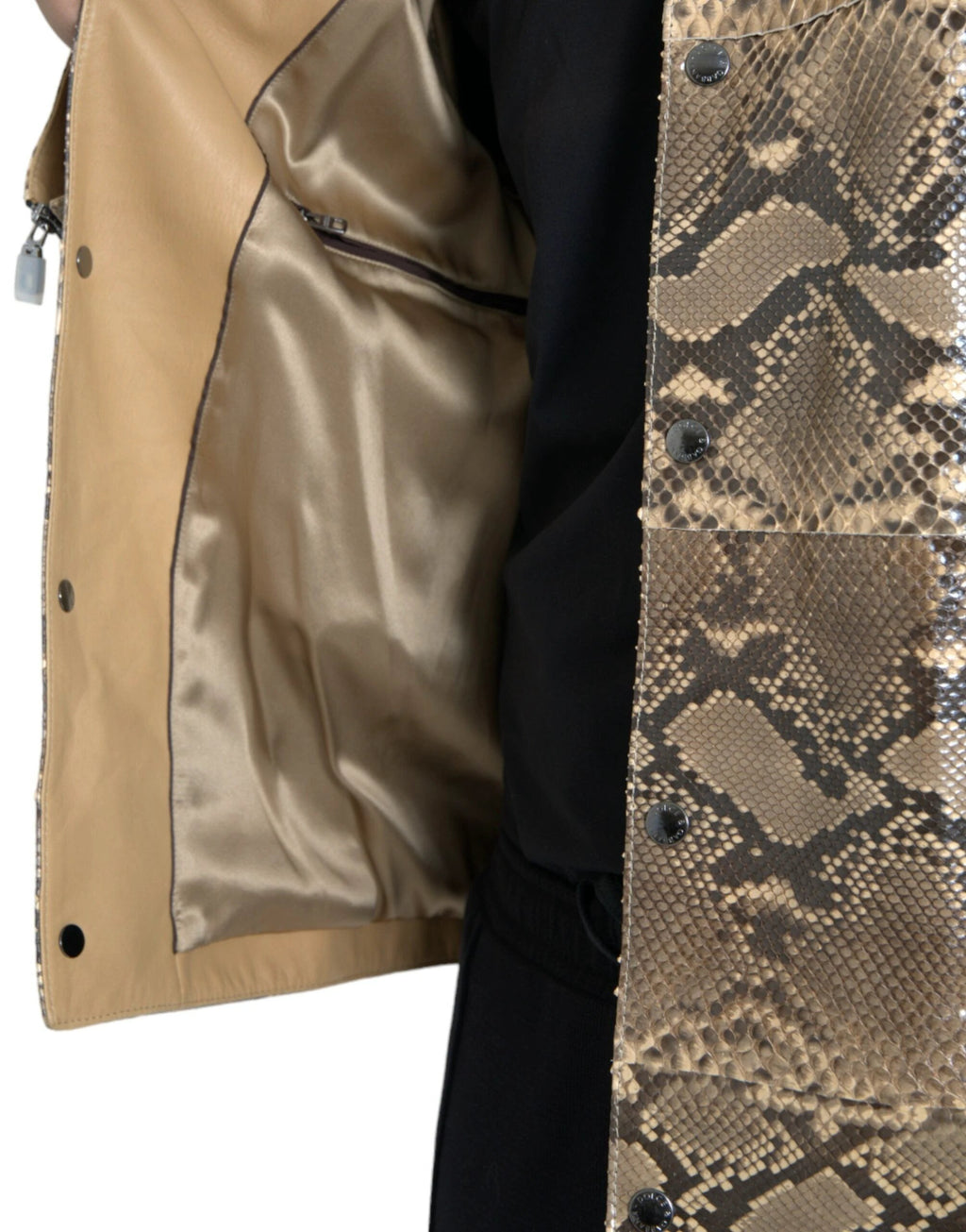 Dolce & Gabbana Beige Exotic Leather Biker Blouson Jacket by Dolce & Gabbana